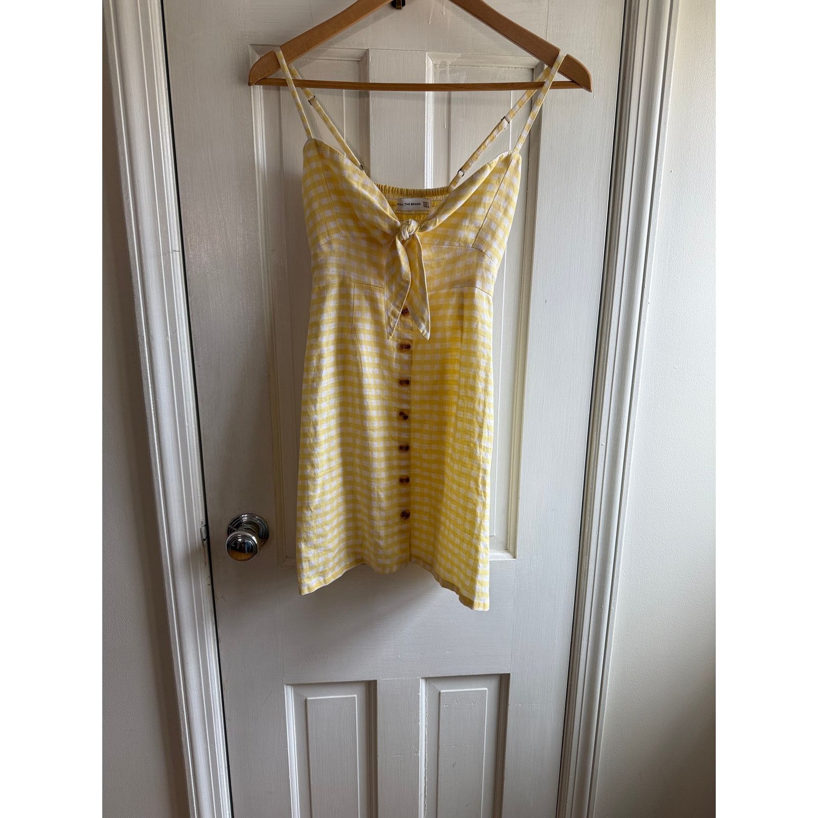 FAITHFULL Faithfull The Brand Mini Dress - Yellow Gingham 100% Linen Size XS / US 0-2 / IT 36-38 - 1 Thumbnail