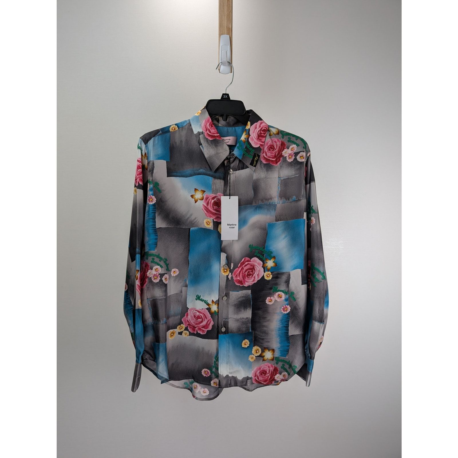 Martine Rose o1rshd1 Classic Shirt Today Floral in Blue/Steel Size US L / EU 52-54 / 3 - 1 Thumbnail