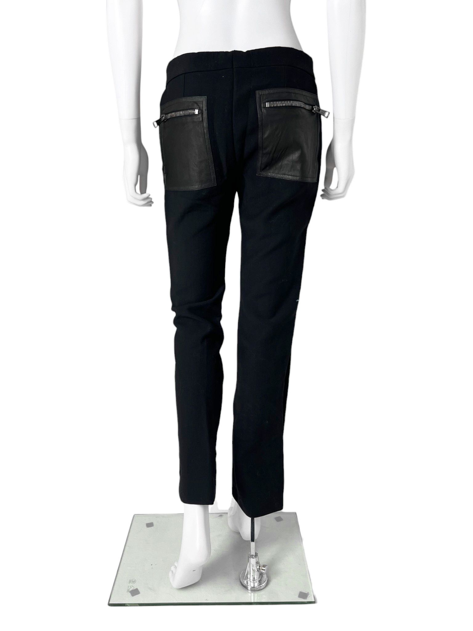 Gucci by Tom Ford F/W 2001 Black Wool Leather Patched Zipped Pants Size 28" / US 6 / IT 42 - 5 Thumbnail