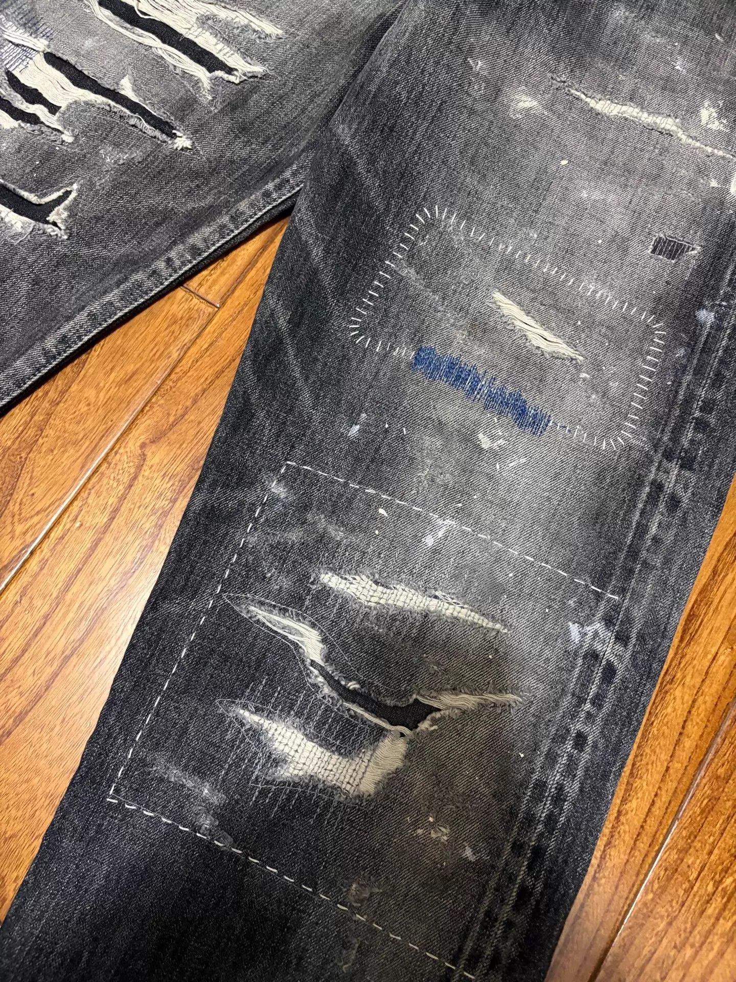 Neighborhood NBHD SS 21AW Washed Cut Distressed Patches Jeans Size S Size US 29 - 3 Thumbnail
