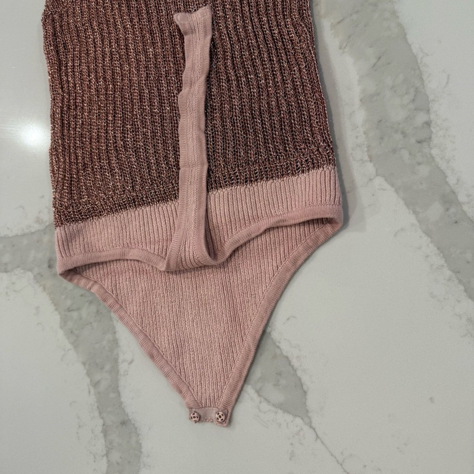 Free People Intimately Free People Rose Metallic Knit Bodysuit Womens XS Size XS / US 0-2 / IT 36-38 - 13 Thumbnail