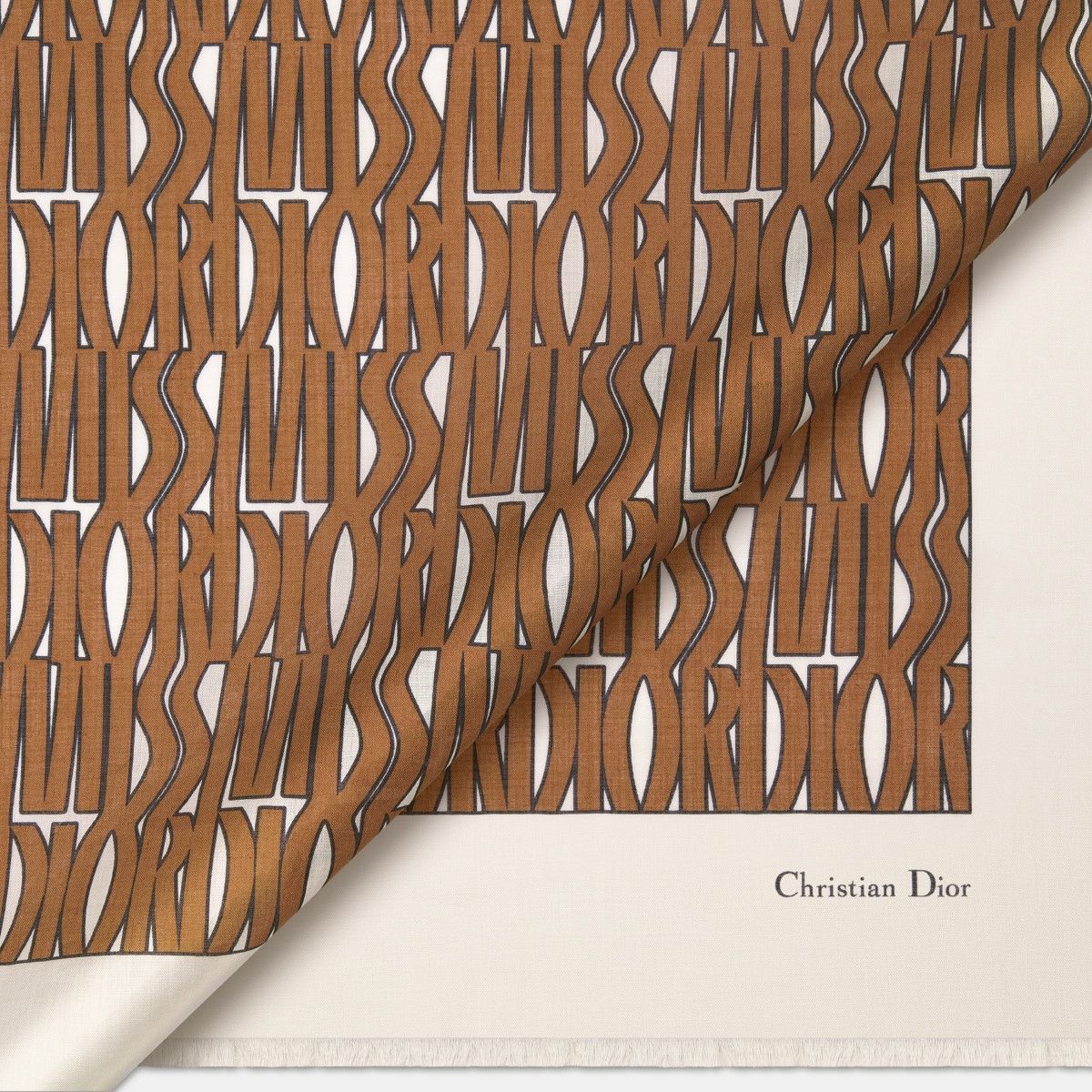 Dior o1bcso1str0226 Size:OS/Allover Shawl in White/Brown Size ONE SIZE - 3 Thumbnail