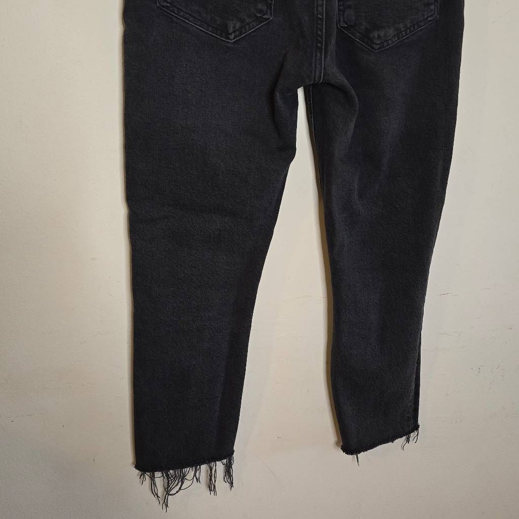 Agolde AGOLDE Riley Jeans Women’s 26 Black High Waist Straight Leg Cropped Raw Hem Size 26" / US 2 / IT 38 - 12 Thumbnail