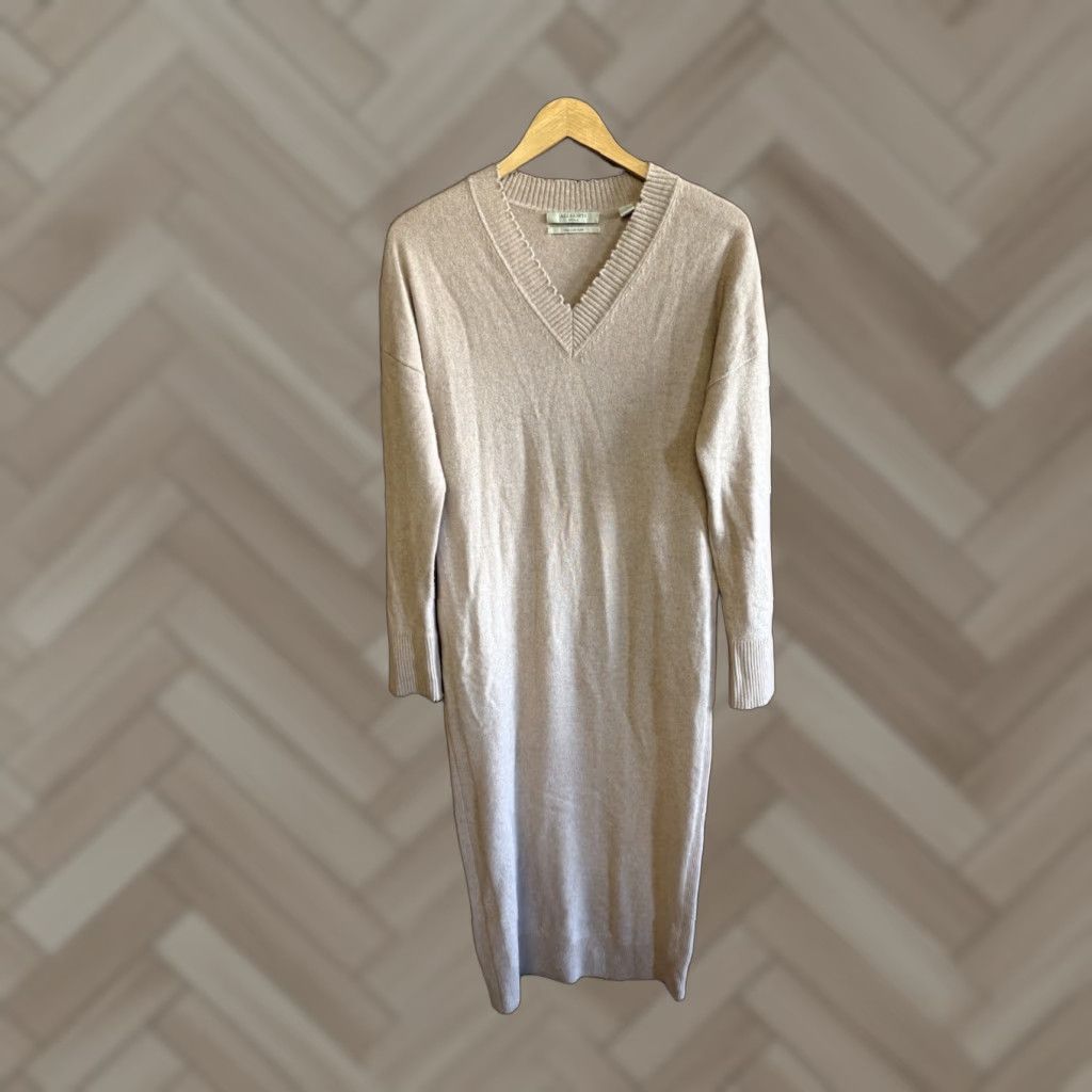 Allsaints AllSaints Slip Dress Womens Beige Long Sleeve Knit Italian Wool Size Small Size S / US 4 / IT 40 - 1 Thumbnail