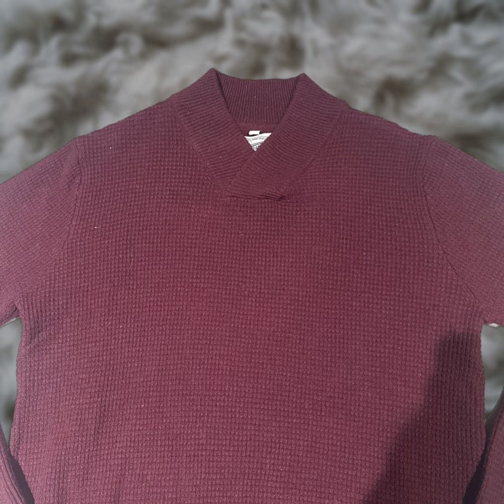 Schott Schott NYC Sweater Mens Large Burgundy Athletic V-Neck Shawl Waffle Knit Wool Wool NY? (Note: Ensure only original words used; adjust). Size US L / EU 52-54 / 3 - 1 Thumbnail