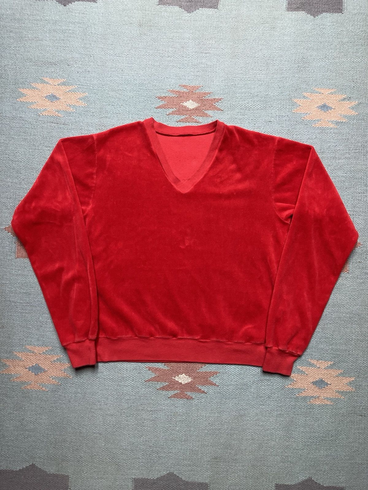 Vintage Vtg 70s shirt velour red soft comfy cotton boxy adult small Size US S / EU 44-46 / 1 - 1 Thumbnail