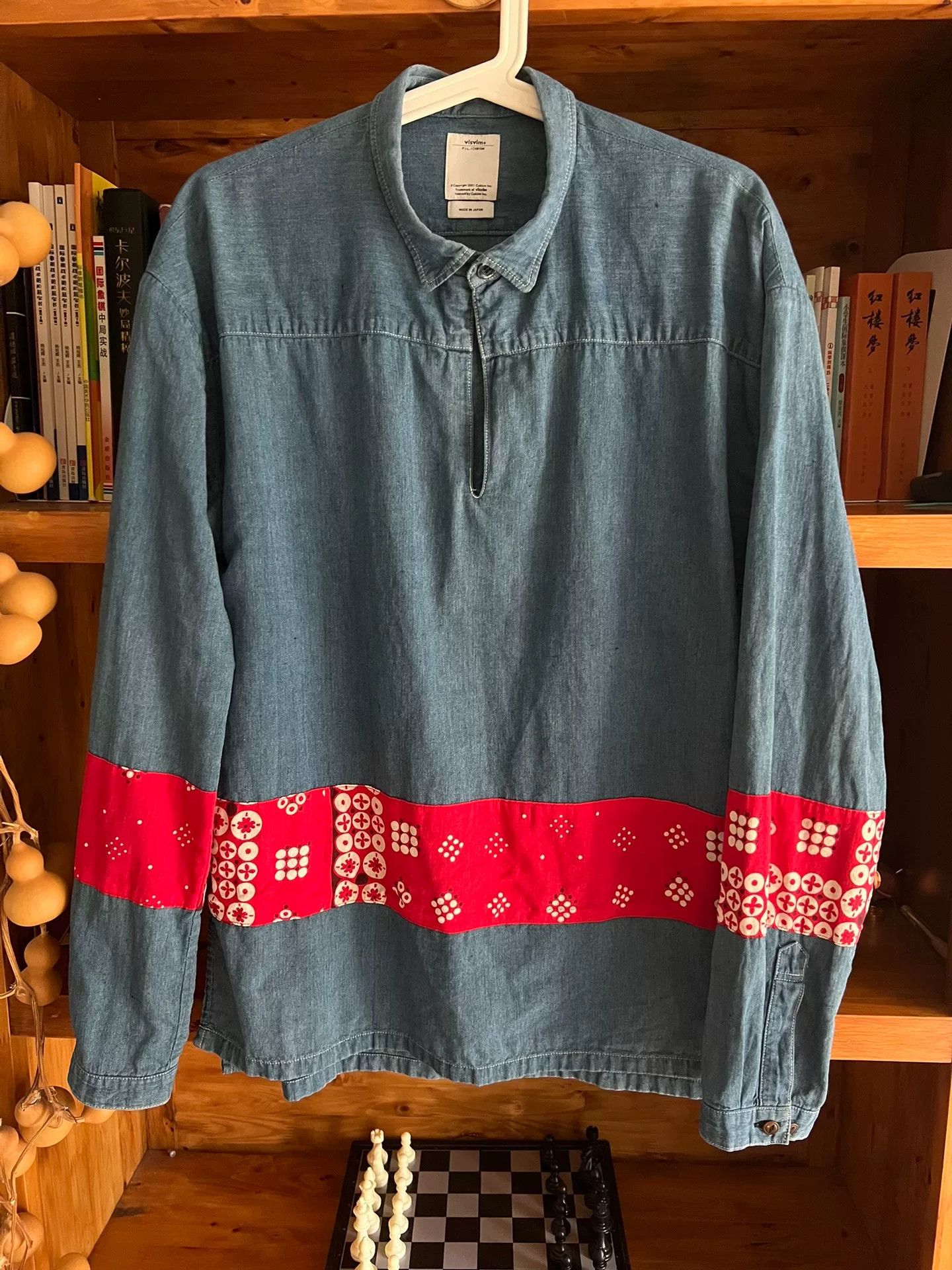 visvim kerchief border tunic indigo long sleeve