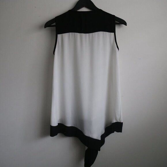 Joseph Ribkoff Joseph Ribkoff Monochrome Black White Waterfall Drape Blouse Size S / US 4 / IT 40 - 7 Thumbnail