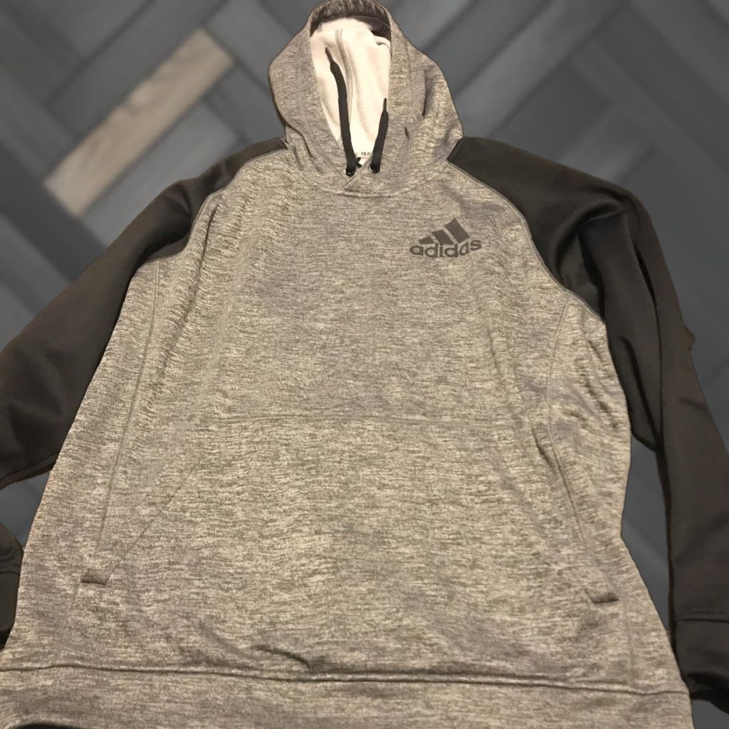 Adidas Adidas Hoodie Mens XL Gray BlackTeam Issue Pullover Logo Climawarm Sports Athleisure Hoodie Mens XL Gray Black Size US XL / EU 56 / 4 - 1 Thumbnail