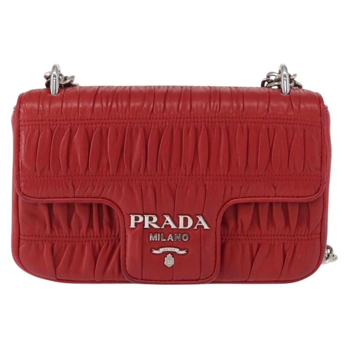 Prada Prada Leather Chain Nappa Goful Shoulder Bag Red Size ONE SIZE - 1 Thumbnail