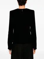 Saint Laurent Paris oc11z1025 770530 Top Velours De Soie Fluide Blouse Noir Size M / US 6-8 / IT 42-44 - 4 Thumbnail