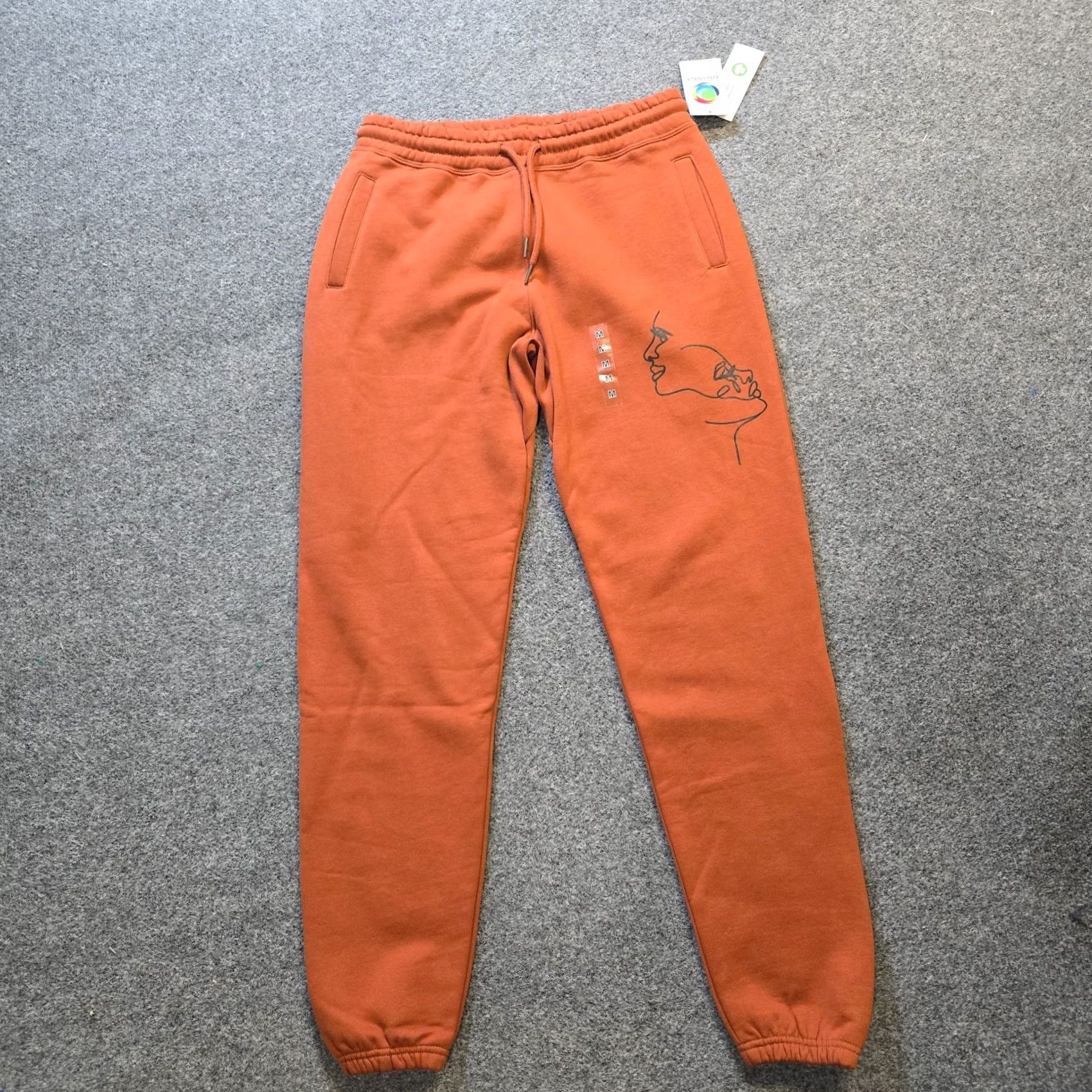 Vintage Ohanga Sweatpants Womens M Orange Jogger Pockets Lounge Casual Tapered Fleece Cotton Blend Regular Inseam 32" Pants Size 32" / US 10 / IT 46 - 2 Thumbnail