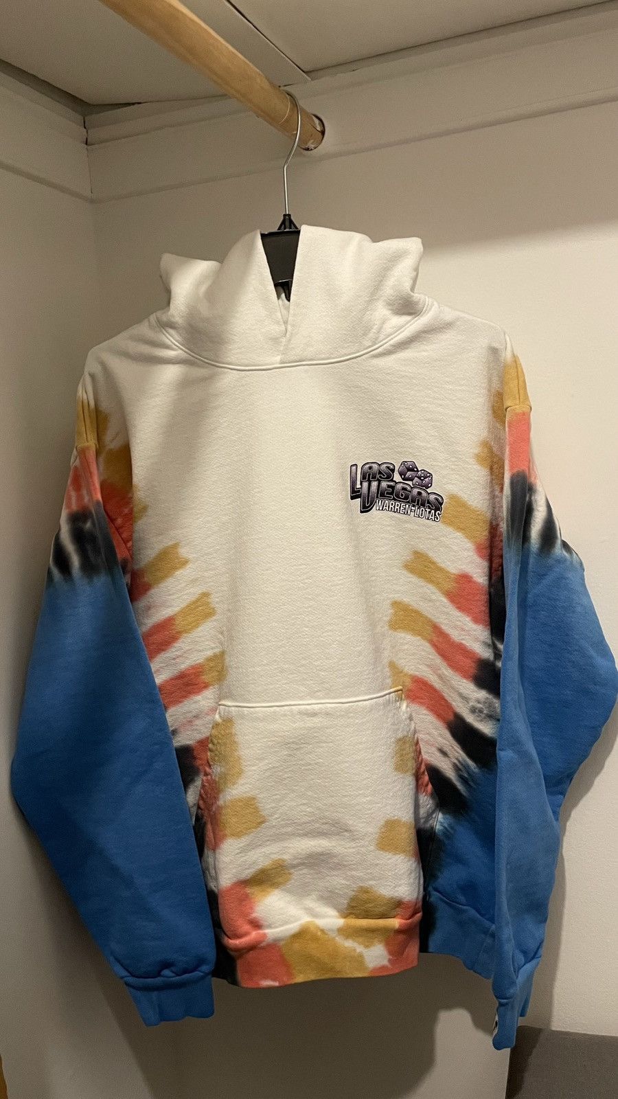 image of Warren Lotas Las Vegas Roulette Tie Dye Hoodie in White, Men's (Size Large)