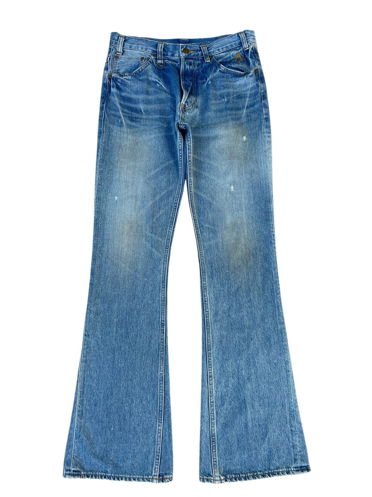 Vintage Mud Wash Back Bone Dirty Selvedge Denim Super Flare Jeans Size US 30 / EU 46 - 1 Thumbnail