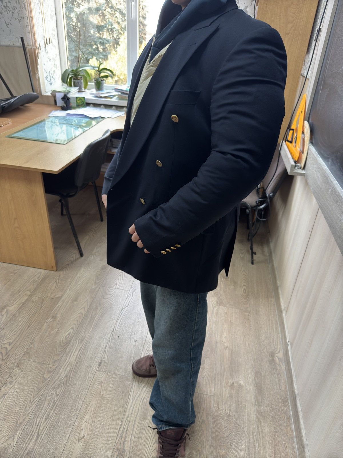 Vintage × Yves Saint Laurent Yves Saint Laurent Double Breasted Metal Buttons Blazer Size 54R - 15 Thumbnail