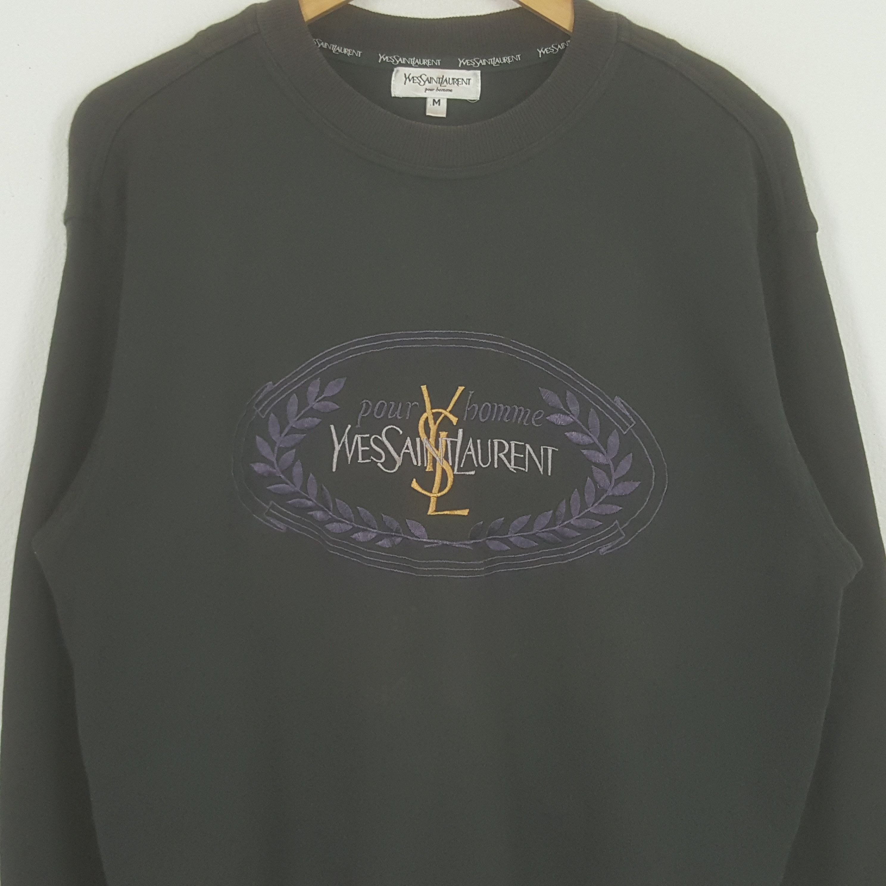 Yves Saint Laurent Vintage Yves Saint Laurent Center Embroidery Logo Sweatshirt Size US M / EU 48-50 / 2 - 2 Thumbnail