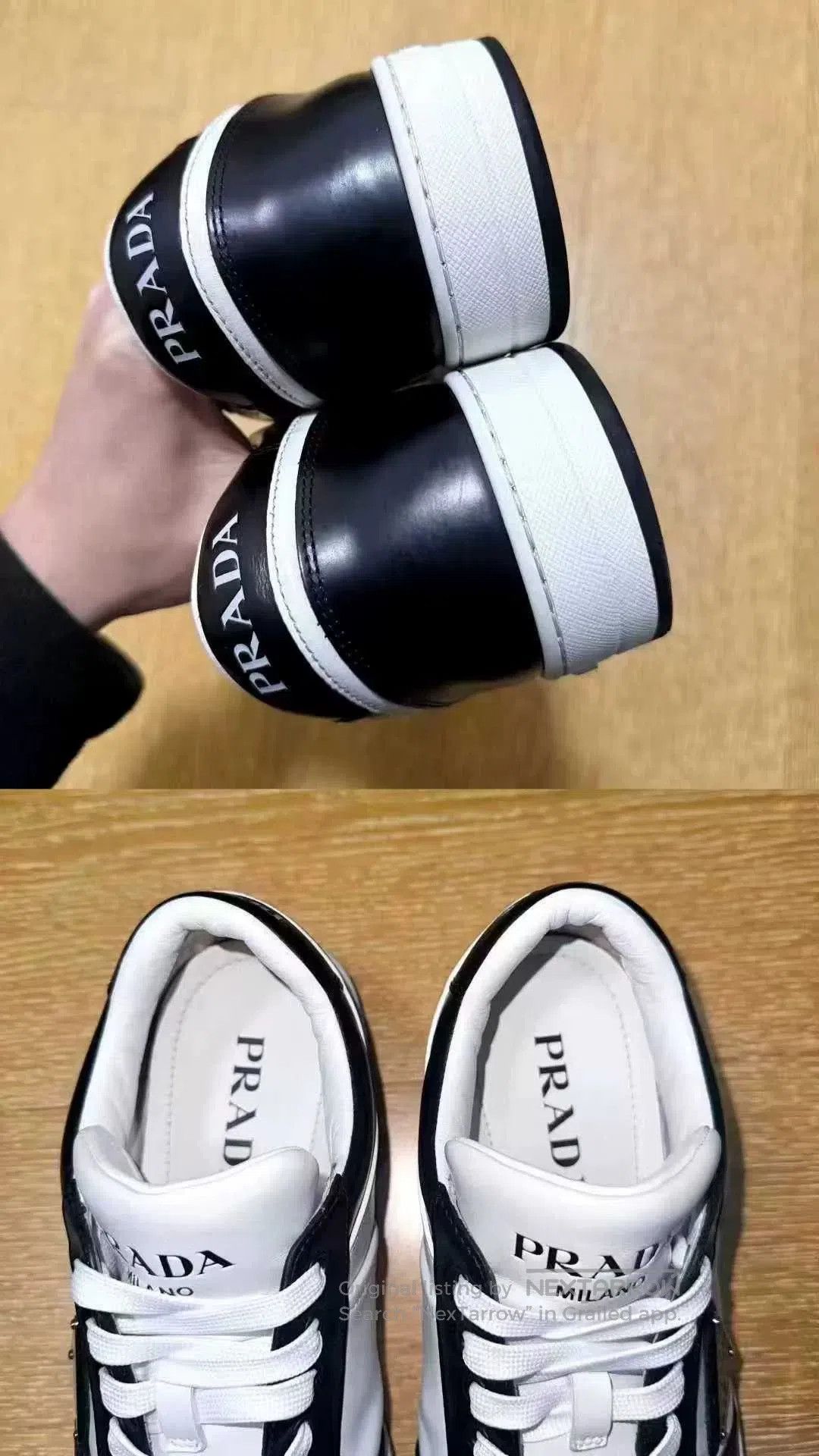 Prada prada black and white logo sneakers size 41.5. Size US 7.5 / EU 40-41 - 7 Thumbnail