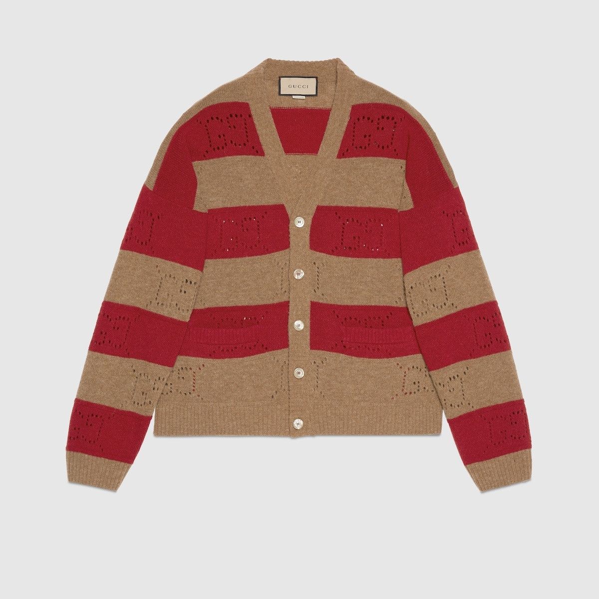 Gucci o1s1wg110925 GG Striped Wool Cardigan in Multicolor Size US L / EU 52-54 / 3 - 1 Thumbnail