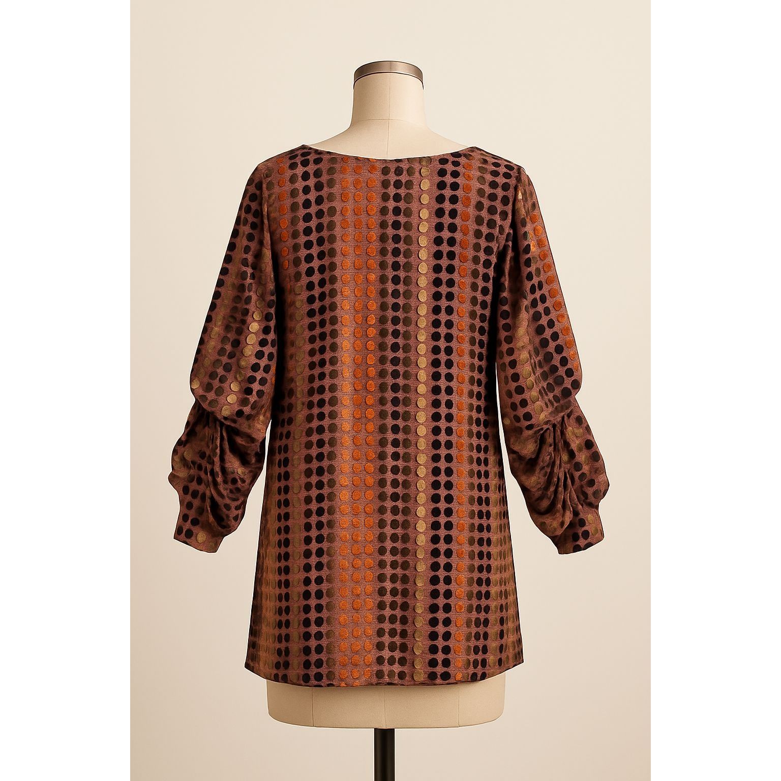Other LaRok Silk Blend Tunic Dress Velvet Dot Ruched Sheer Sleeve Size S / US 4 / IT 40 - 5 Thumbnail