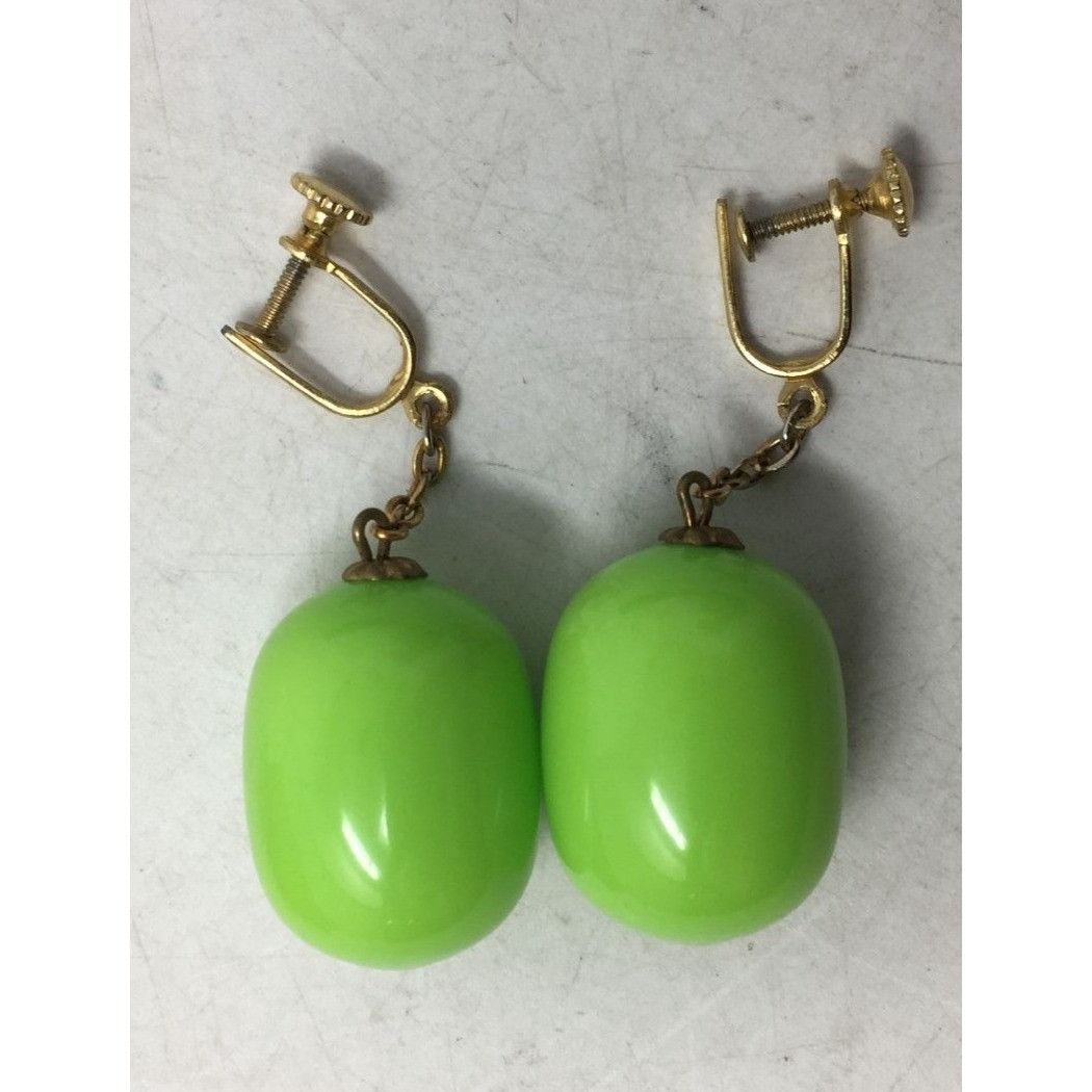 Other Women's Green and Gold Tone Clip On Screw Back Earrings Size ONE SIZE - 2 Thumbnail