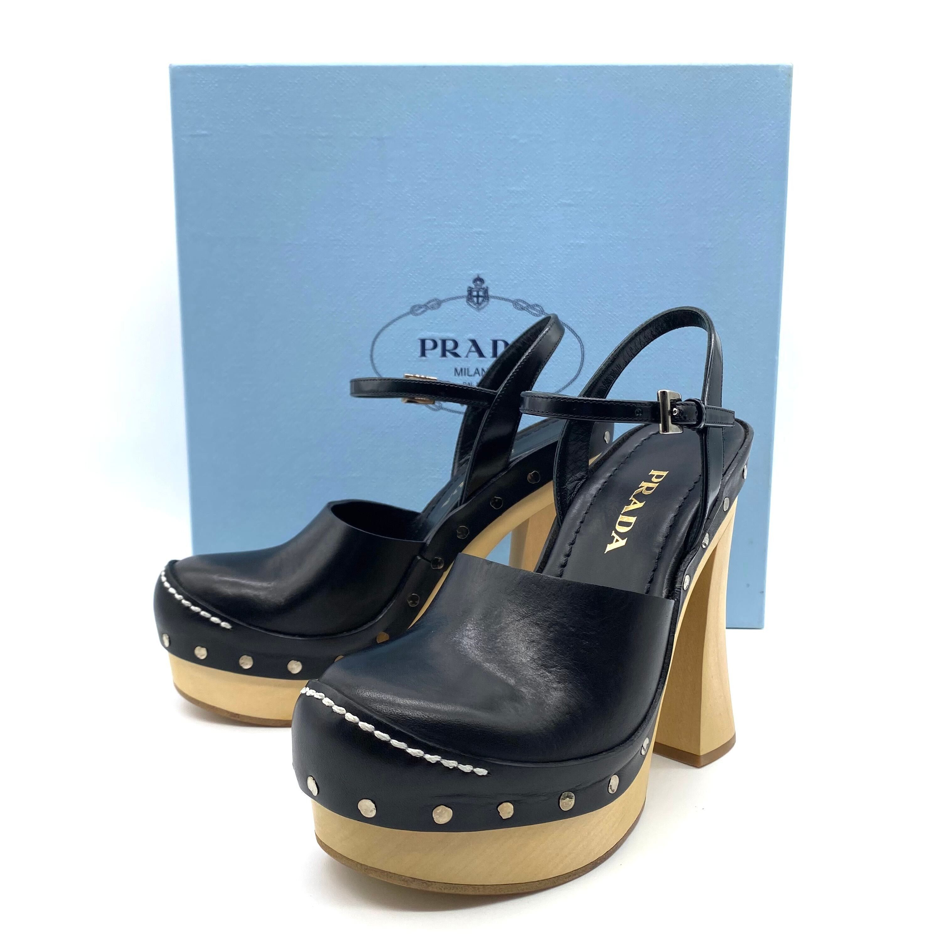 Prada PRADA Wood Heel Chunky Sandal Size US 5 / IT 35 - 8 Thumbnail