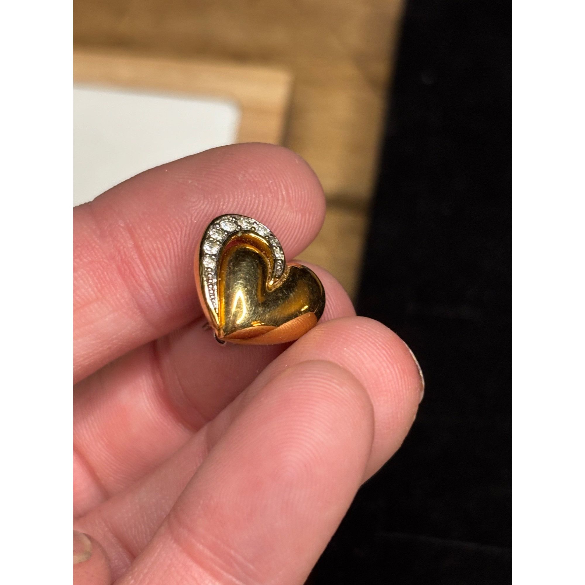 Other Gold & Rhinestone Heart-Shaped Earrings Size ONE SIZE - 5 Thumbnail