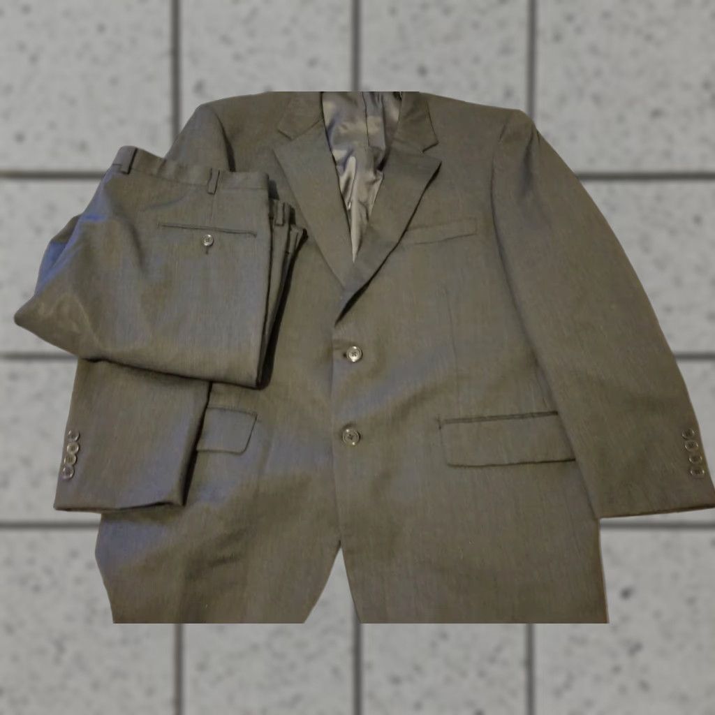 Brooks Brothers Mens Brooks Brothers Wool Suit 2 Piece Gray Jacket Blazer Pants 38x30 45R Regular Men Sized Clothing Size 48R - 1 Thumbnail