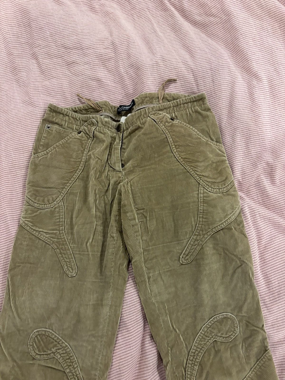 Dolce & Gabbana Dolce & Gabanna corduroy biege buttery patch work pants Size 26" / US 2 / IT 38 - 3 Thumbnail