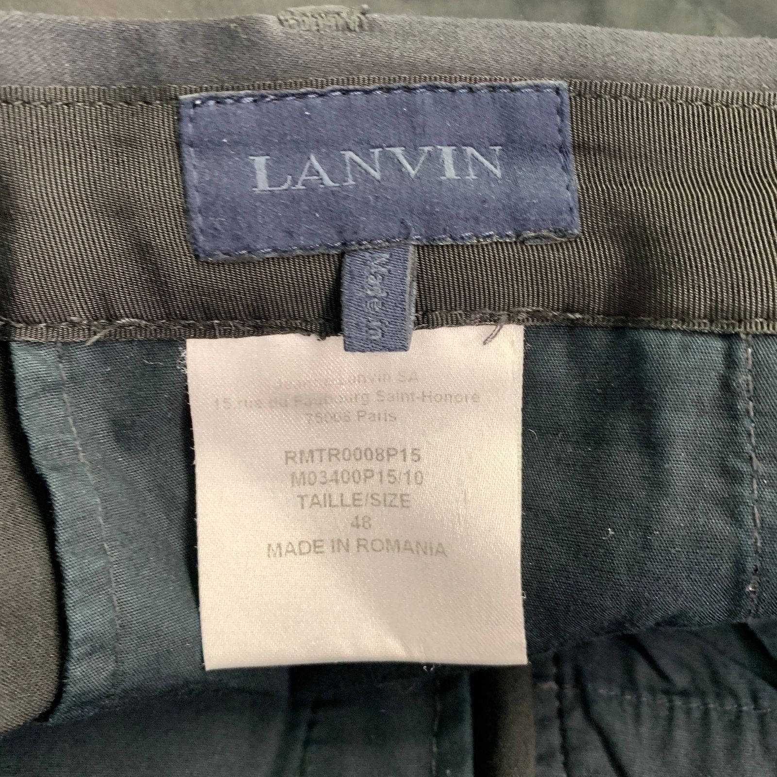 Lanvin Size 32 Black Cotton Blend Ankle Zip Flat Front Dress Pants Size US 32 / EU 48 - 5 Thumbnail