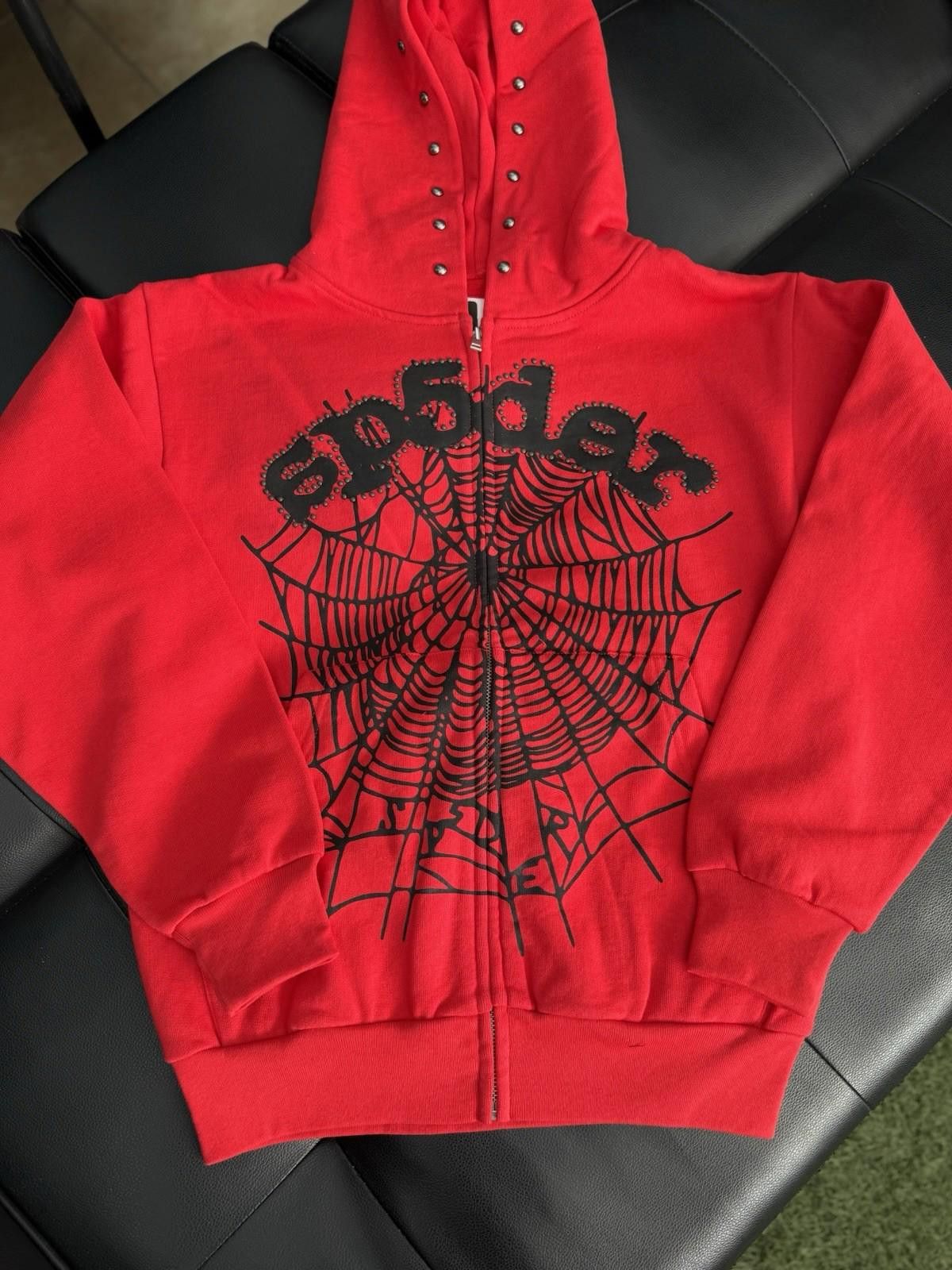 Sp5der Sp5der Worldwide Red Zip Up Studded Hoodie Size Medium (NEW) Size US M / EU 48-50 / 2 - 10 Thumbnail