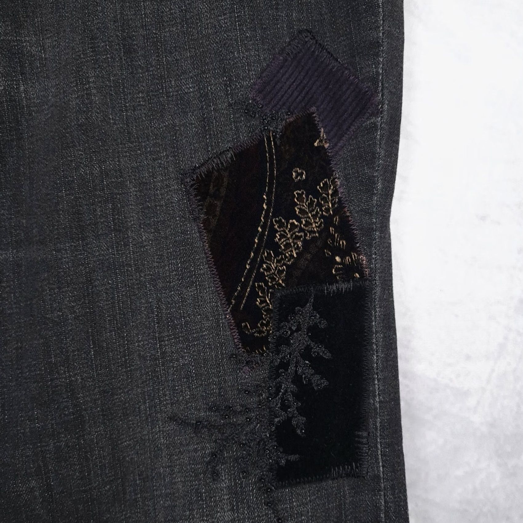 Ralph Lauren Ralph Lauren LRL Jeans Womens 10 Black Patchwork Embroidered Boho Y2K 31x28 Jeans Size 32" / US 10 / IT 46 - 7 Thumbnail