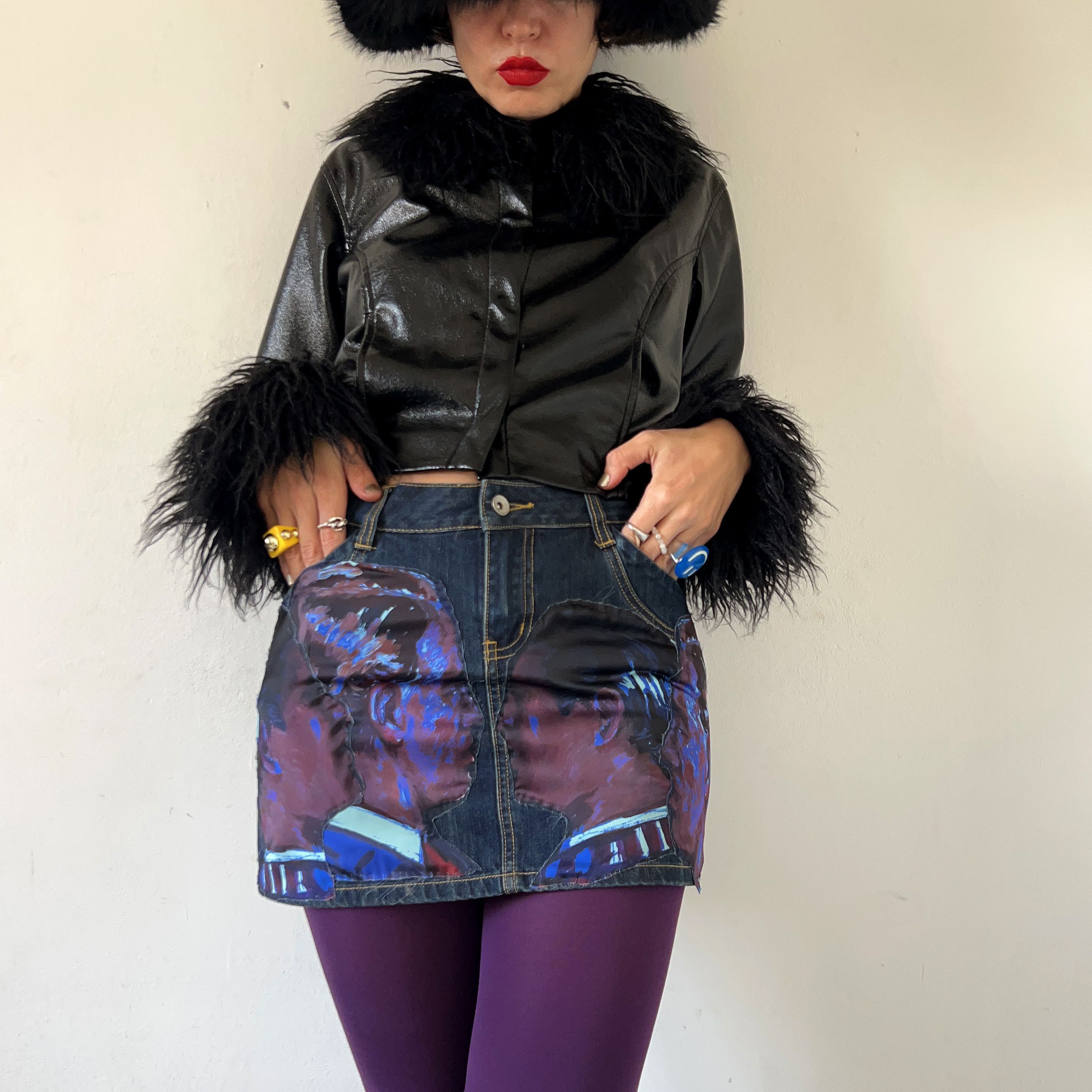 Custommade Custom Graphic Print Reworked Denim Skirt Size 27" / US 4 / IT 40 - 12 Thumbnail