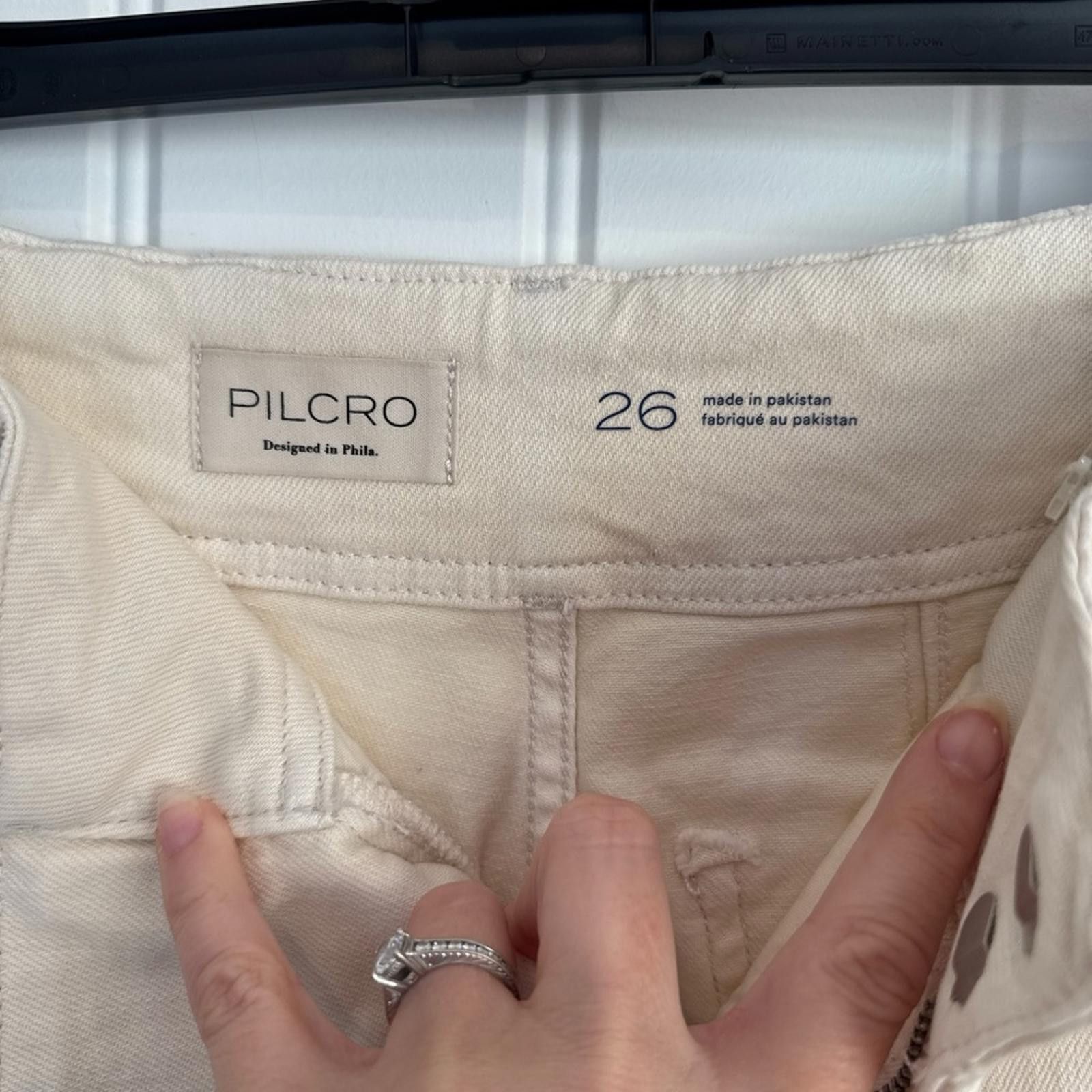 Other New Pilcro Anthropologie Cream High-Waisted Pants-26 Size 26" / US 2 / IT 38 - 2 Thumbnail