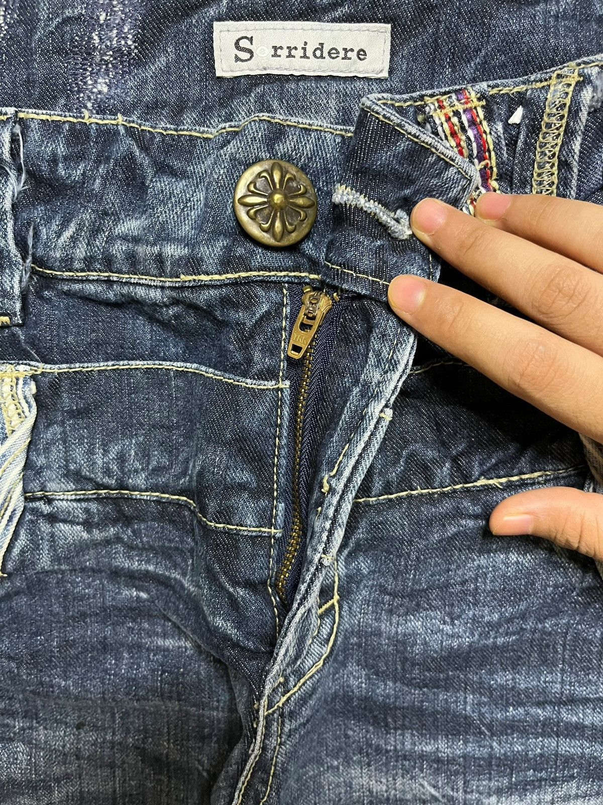 Japanese Brand Vintage Japanese Brand Double Waist Thunder Acid Wash Jeans Size US 32 / EU 48 - 3 Thumbnail