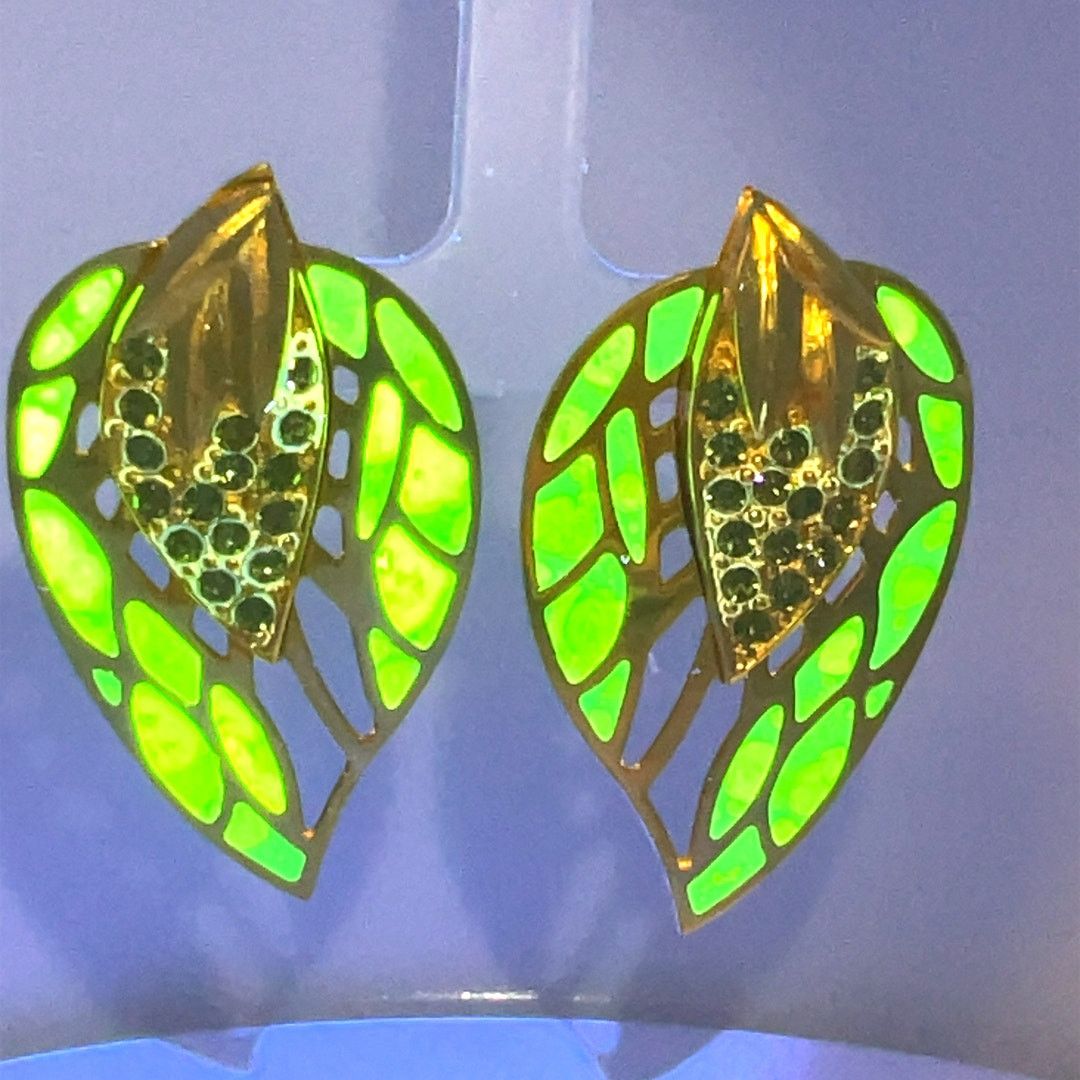 & Other Stories Berebi Golden Glower Green Rhinestone Leaf Clip Earrings Size ONE SIZE - 2 Thumbnail