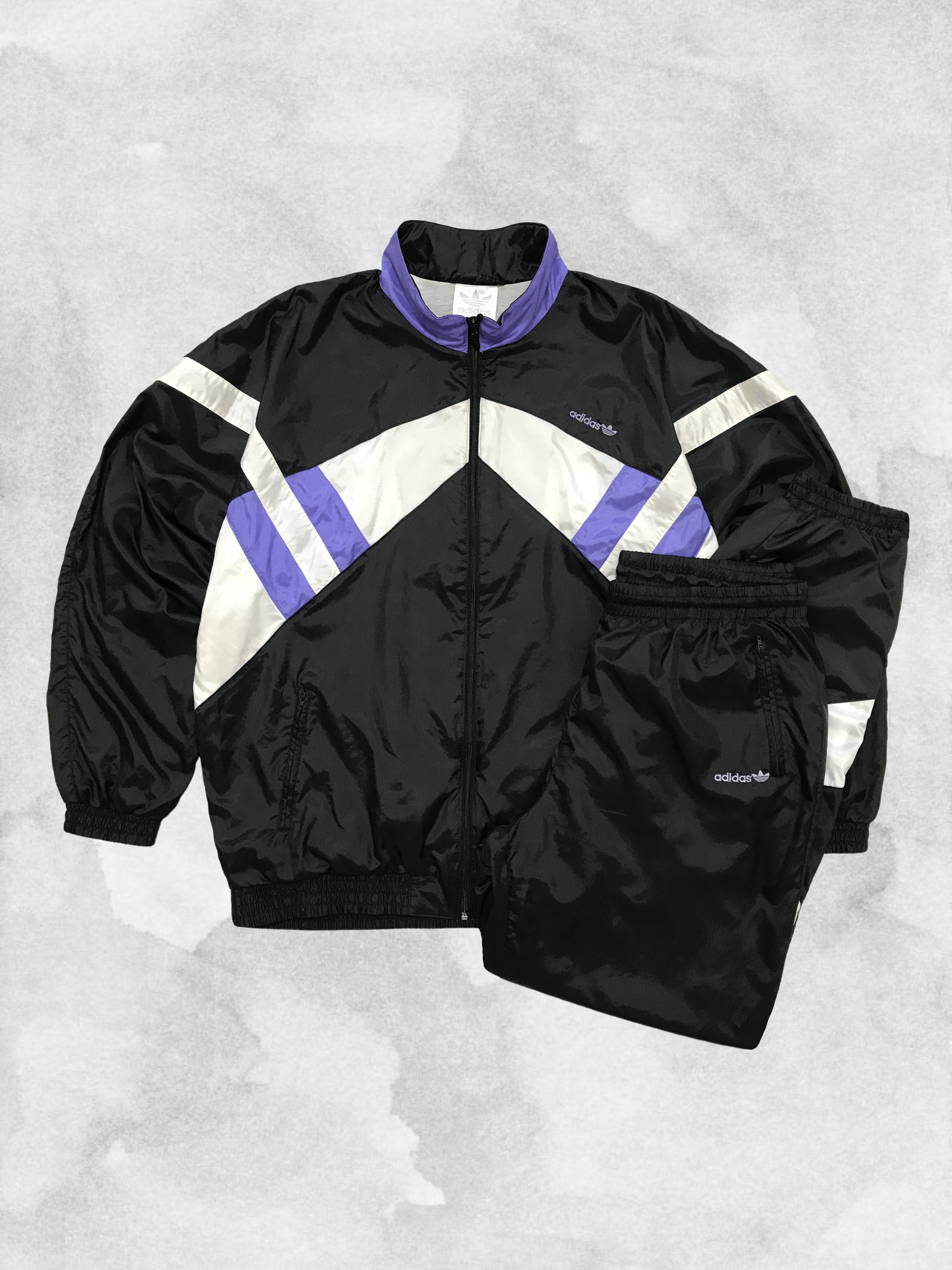 80s-90'S Adidas nylon jacket, men's size L, vintage Nylon navy blue type Vintage Second Hand
