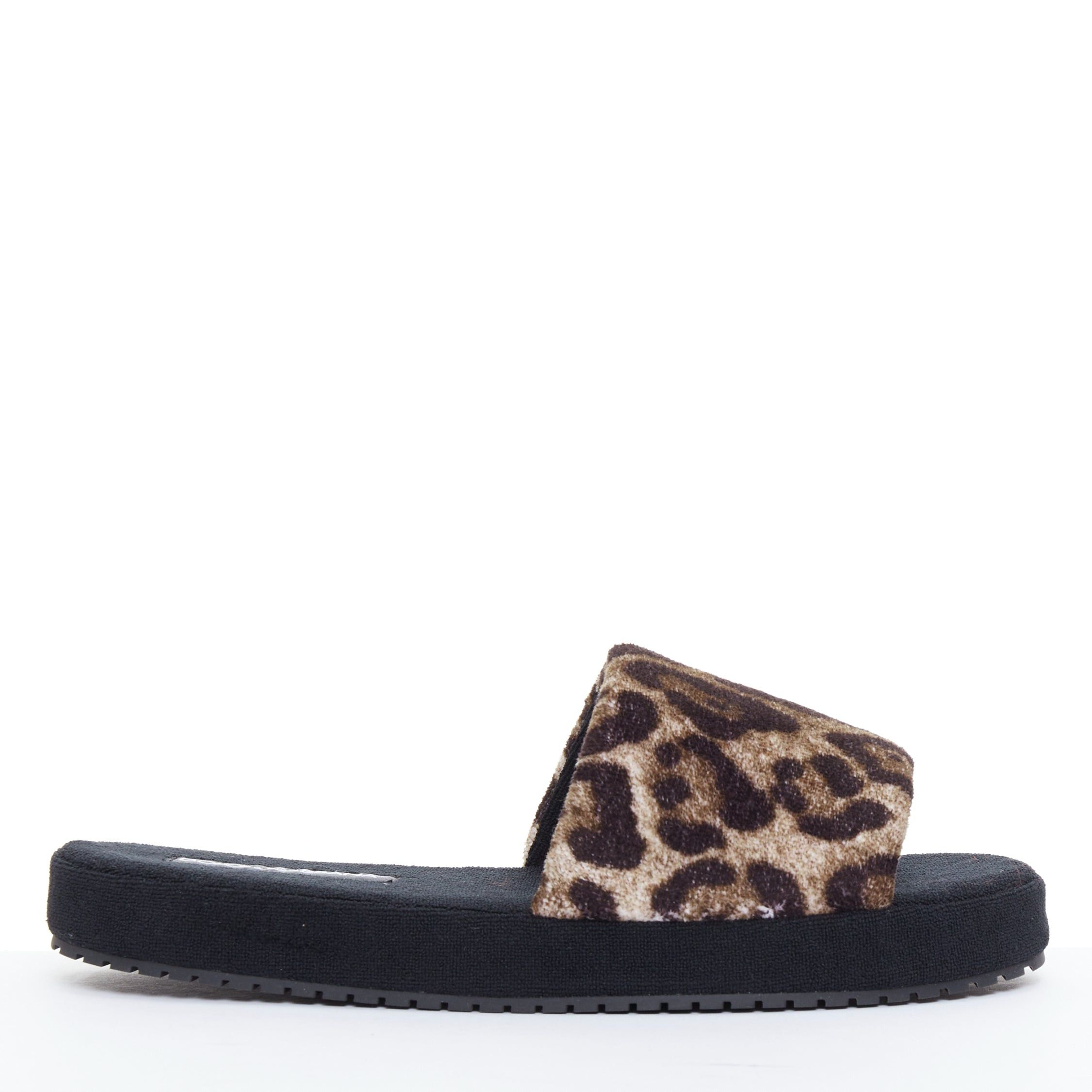 Dolce & Gabbana DOLCE GABBANA brown leopard towelling padded foam slides slippers EU41 Size US 8 / EU 41 - 1 Thumbnail