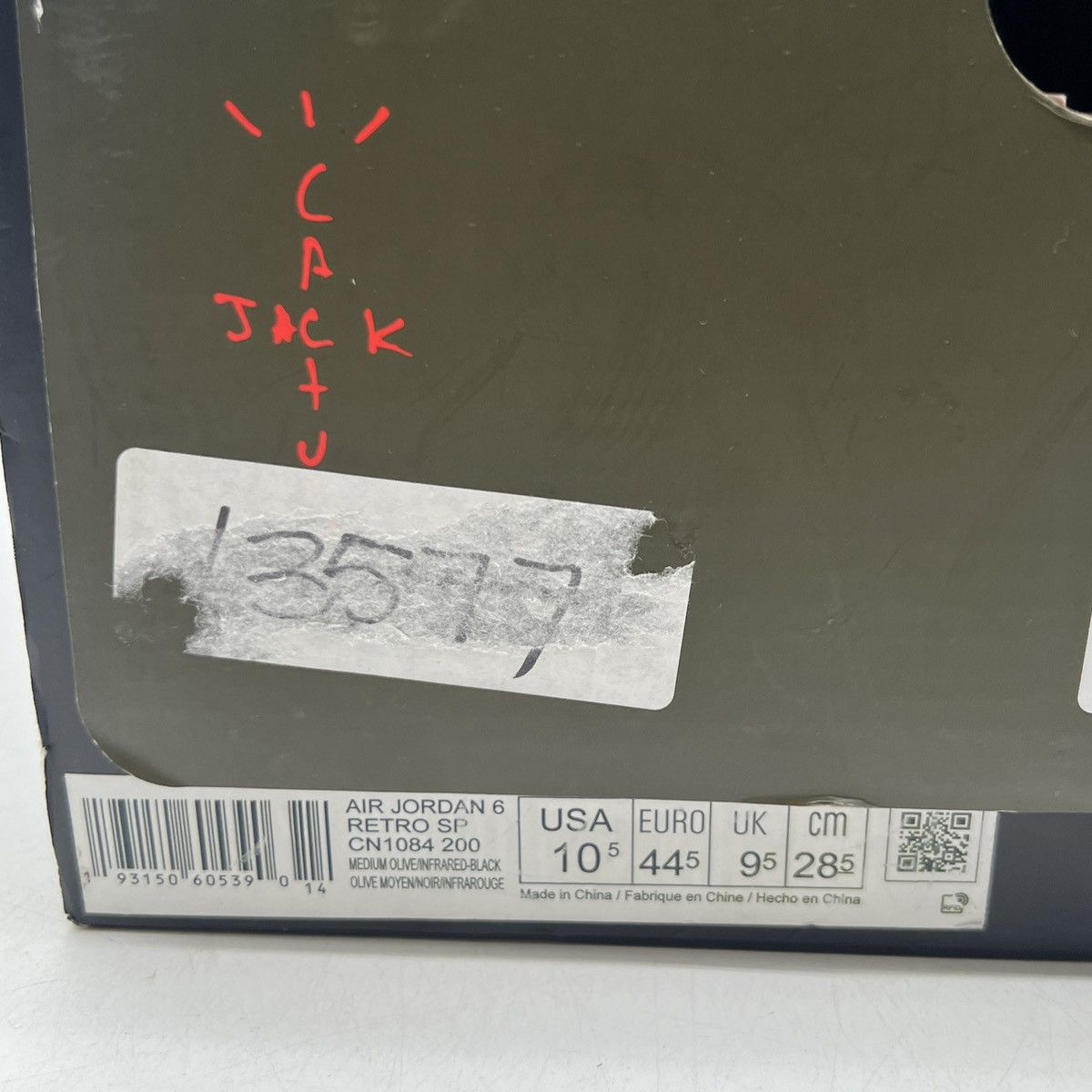 Jordan Brand Travis Scott x air Jordan 6 Olive Size US 10.5 / EU 43-44 - 6 Thumbnail