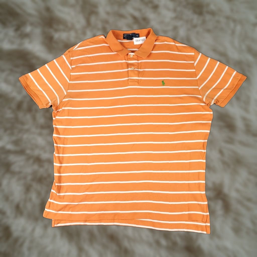Ralph Lauren Ralph Lauren Polo Shirt Mens XL Orange Striped Pony Casual Short Sleeve Polo Shirt Adult XL Orange Polo by Ralph Lauren Mens Size US XL / EU 56 / 4 - 1 Thumbnail