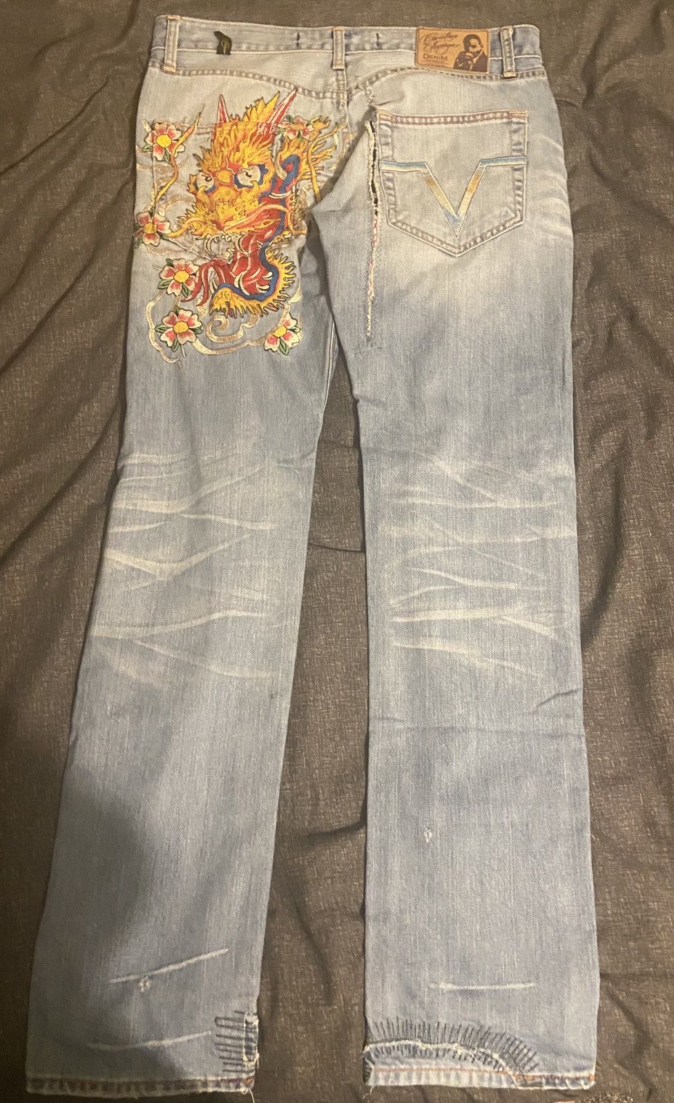 Christian Audigier × Ed Hardy Vintage Christian Audigier Embroidered Jeans Size US 32 / EU 48 - 4 Thumbnail