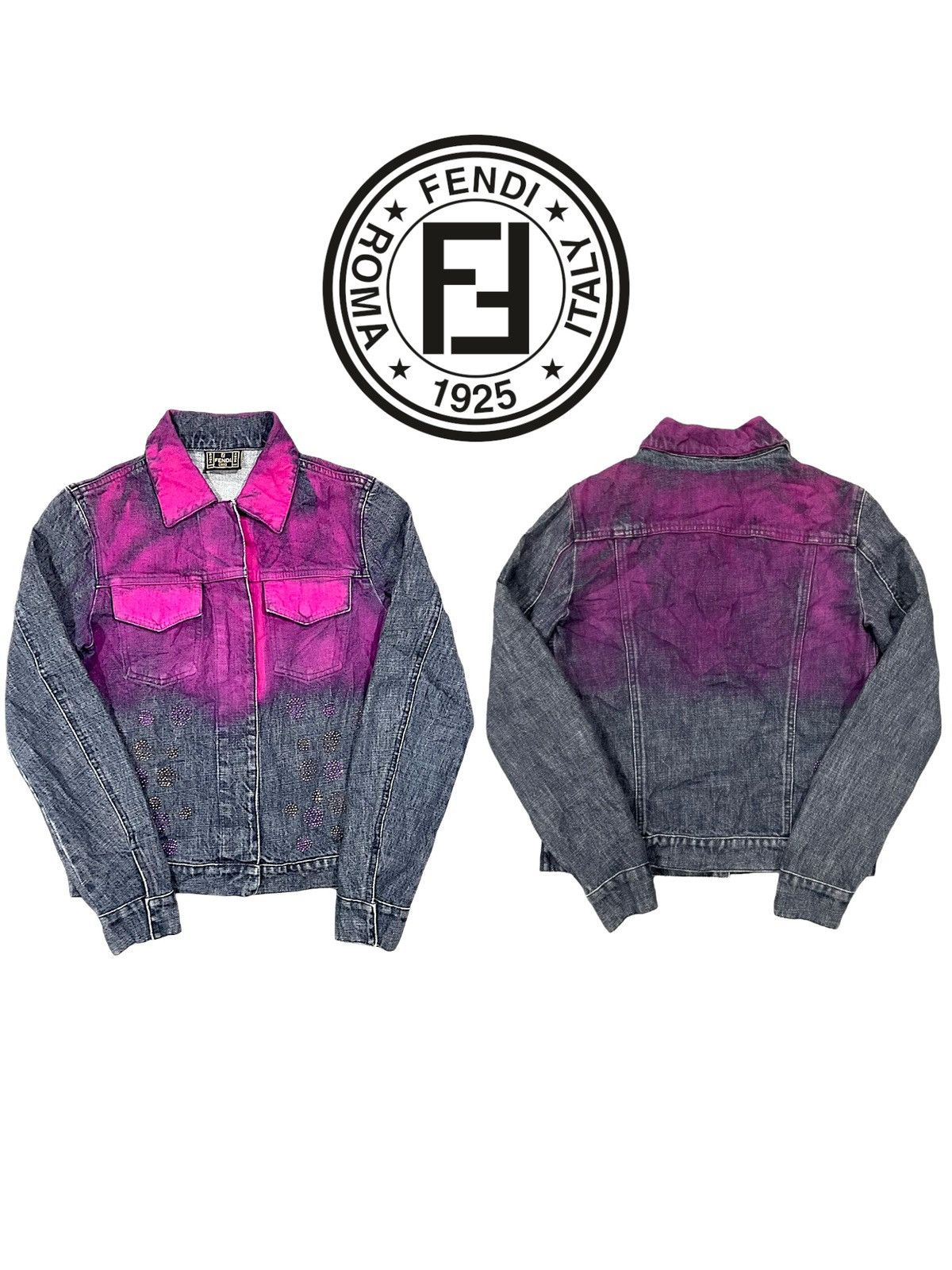 Fendi Fendi Electric Splattered Rare Denim Jacket Size S / US 4 / IT 40 - 2 Thumbnail
