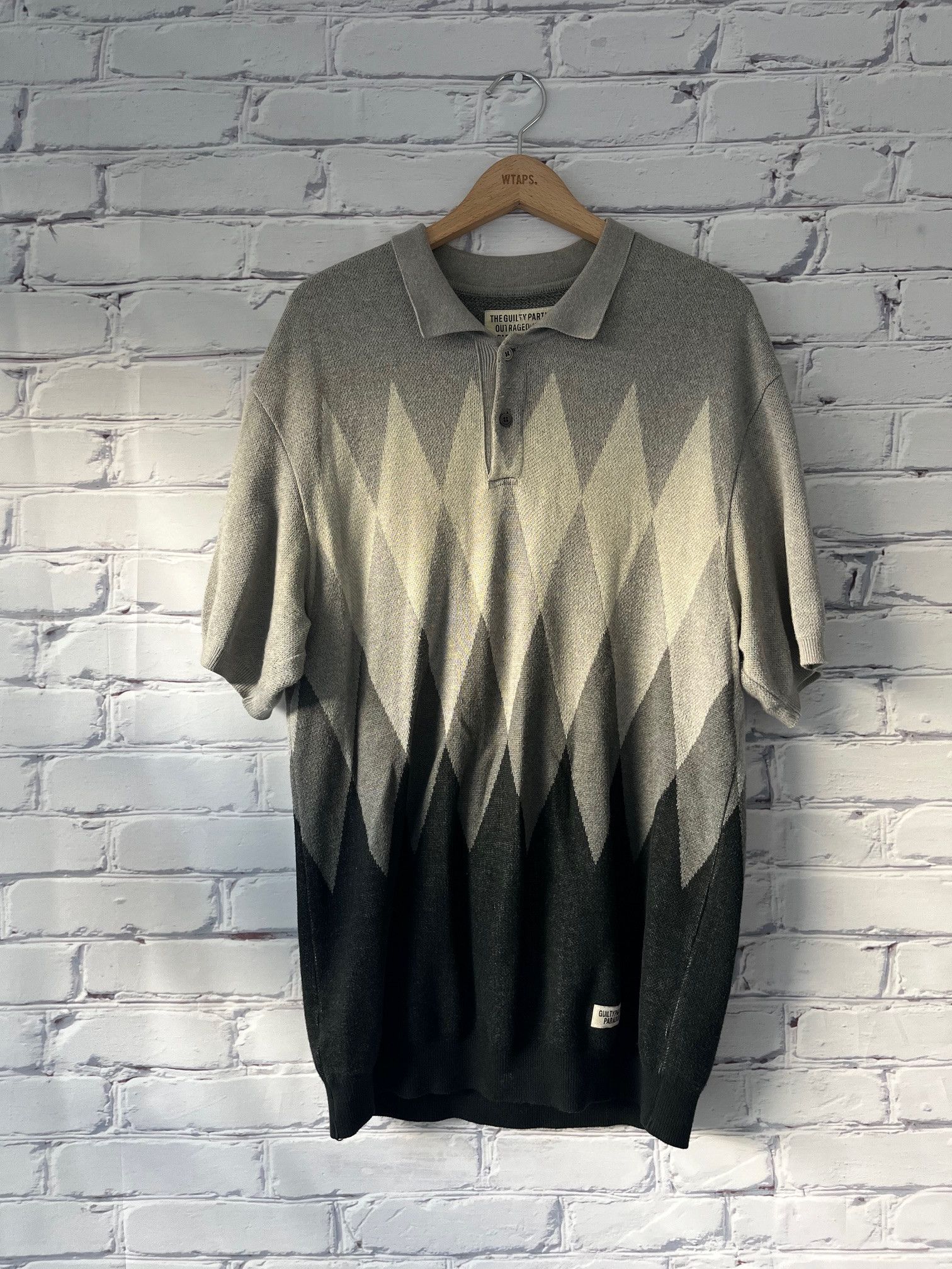 image of Wacko Maria Ss 2018 Polo Knit Button-Up Shirt in Gray/Black, Men's (Size Medium)