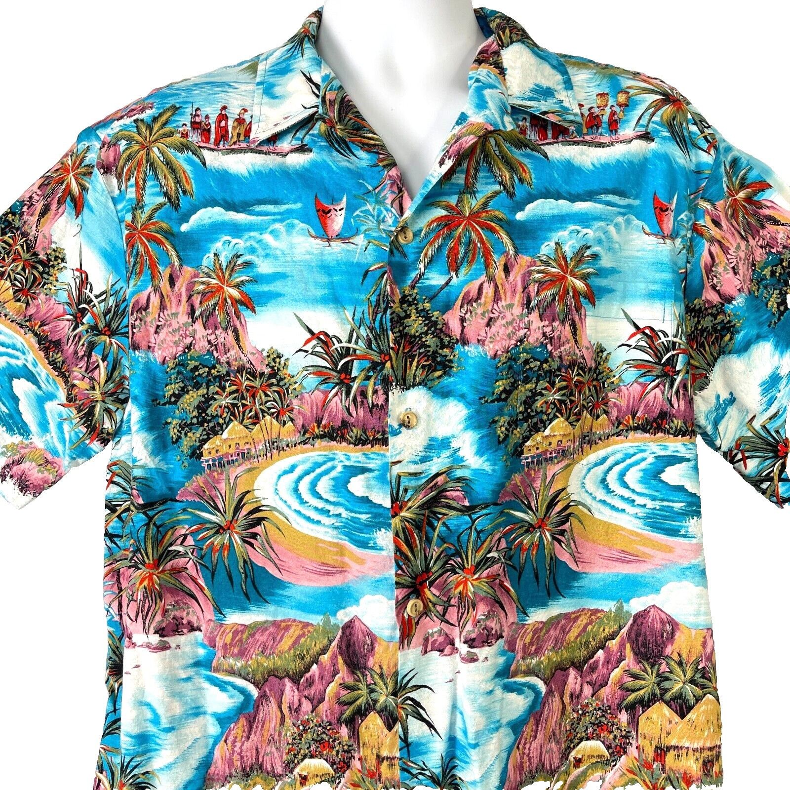 Other RJC Palms Pink Cliffs Mens Hawaiian Shirt size Large 47x30 Size US L / EU 52-54 / 3 - 2 Thumbnail