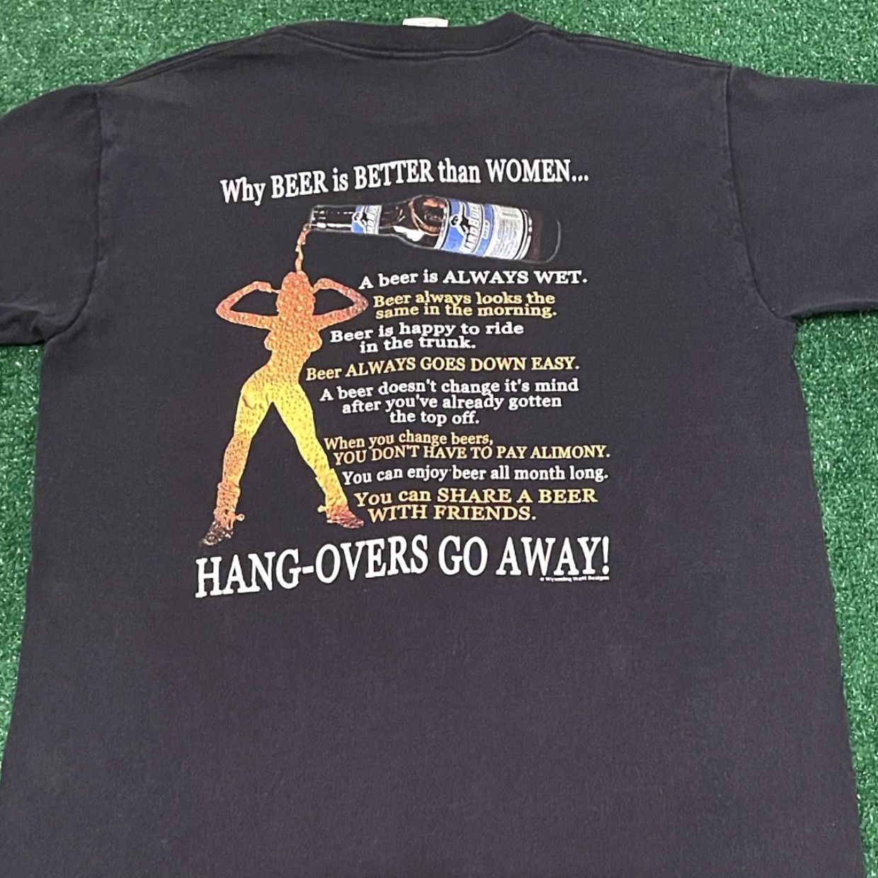 Vintage VINTAGE 90s Beer Is Better Than Women Hang Over Humor Vulgar Vintage Shirt Mens M Black Short Sleeve T-Shirt Men 90s Beer Mens M Size M / US 6-8 / IT 42-44 - 4 Thumbnail