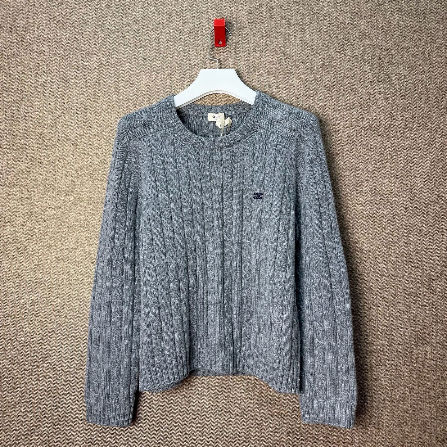 Celine CELINE Triomphe Cable Knit Elbow Patch Sweater Size XL Size US XL / EU 56 / 4 - 1 Thumbnail