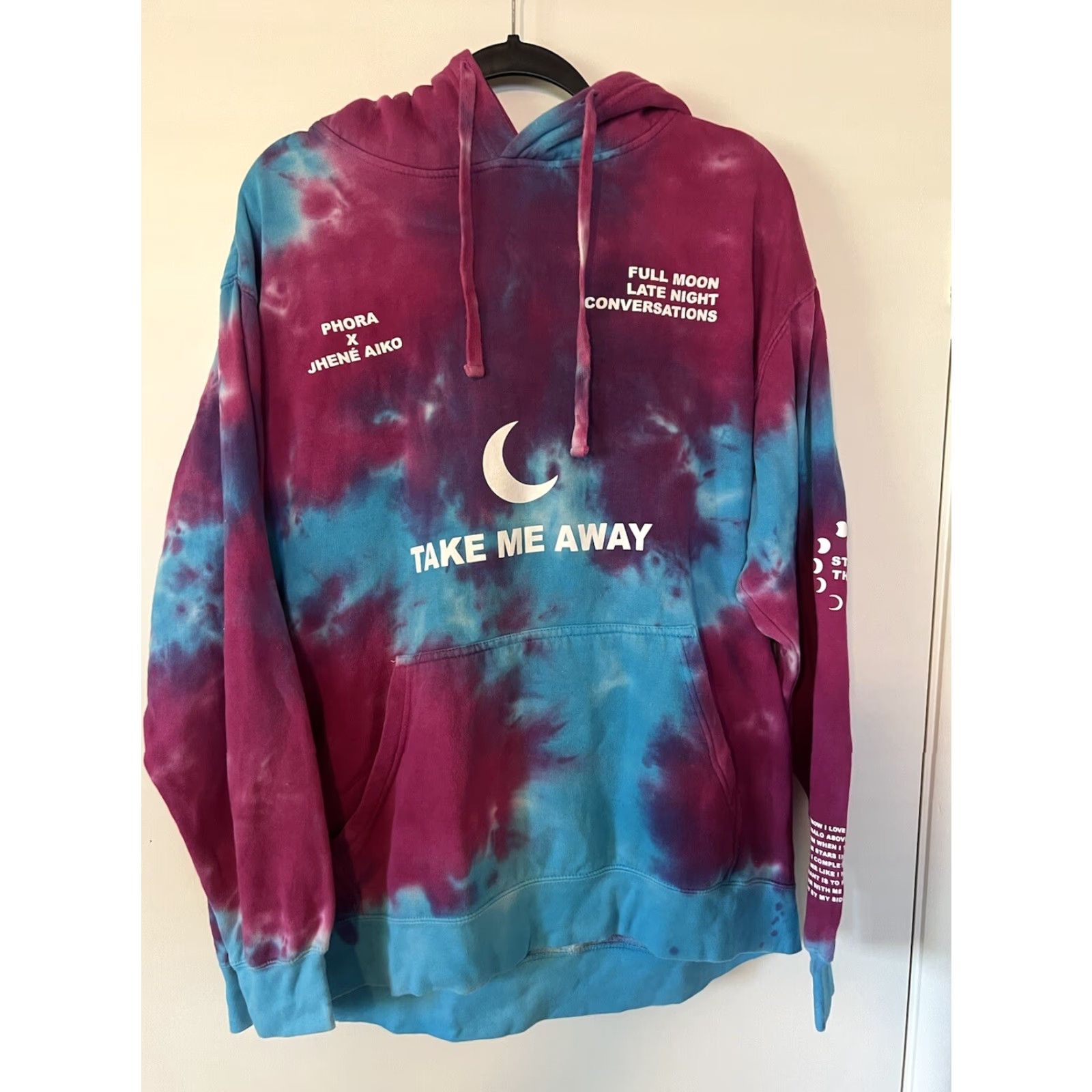 Vintage Jhene Aiko x Phora Womens Tie Dye Pullover Hoodie Take Me Away XL Pullover Hoodie Blue Womens Tie Dye Take Me Away XL Hoodie Size XL / US 12-14 / IT 48-50 - 2 Thumbnail