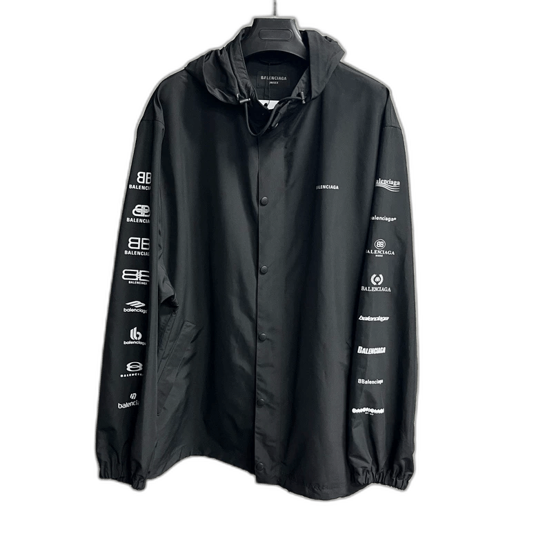 Balenciaga Balenciaga Black Logo Hooded Jacket Size US M / EU 48-50 / 2 - 1 Thumbnail