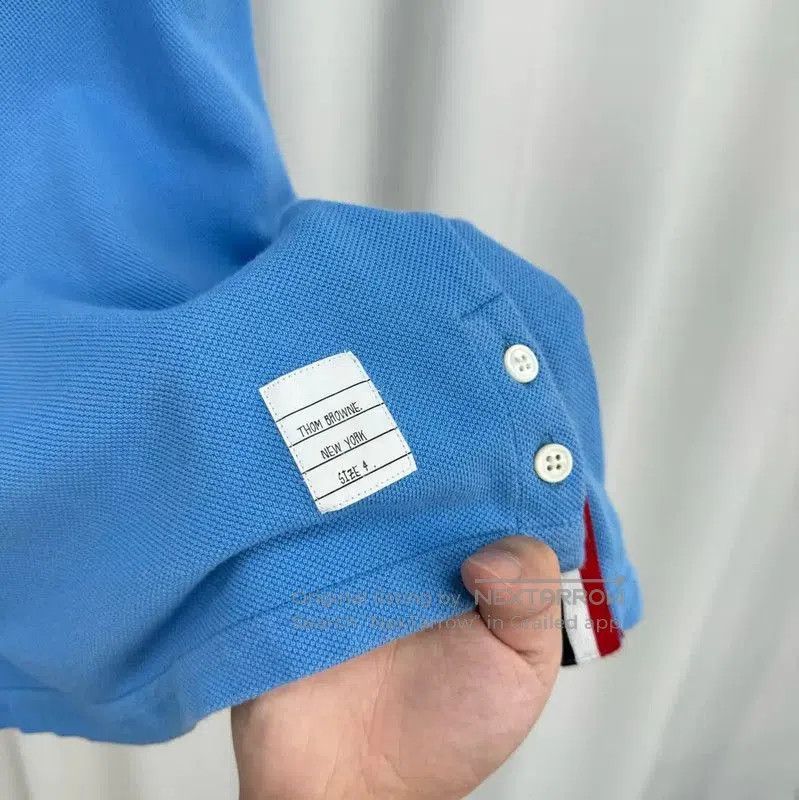 Thom Browne Thom Browne Blue Cotton Striped Polo Shirt . Size US L / EU 52-54 / 3 - 5 Thumbnail
