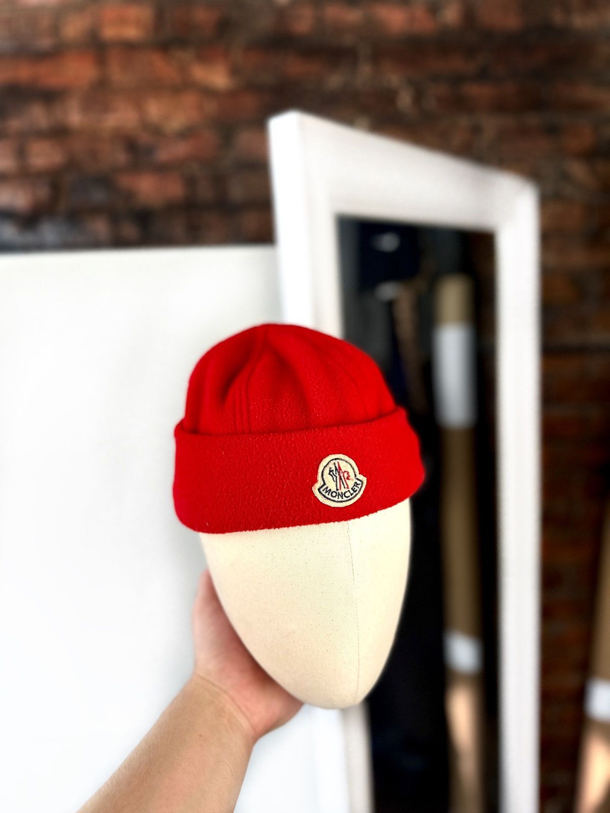 🔥 Vintage Moncler Red Fleece Beanie