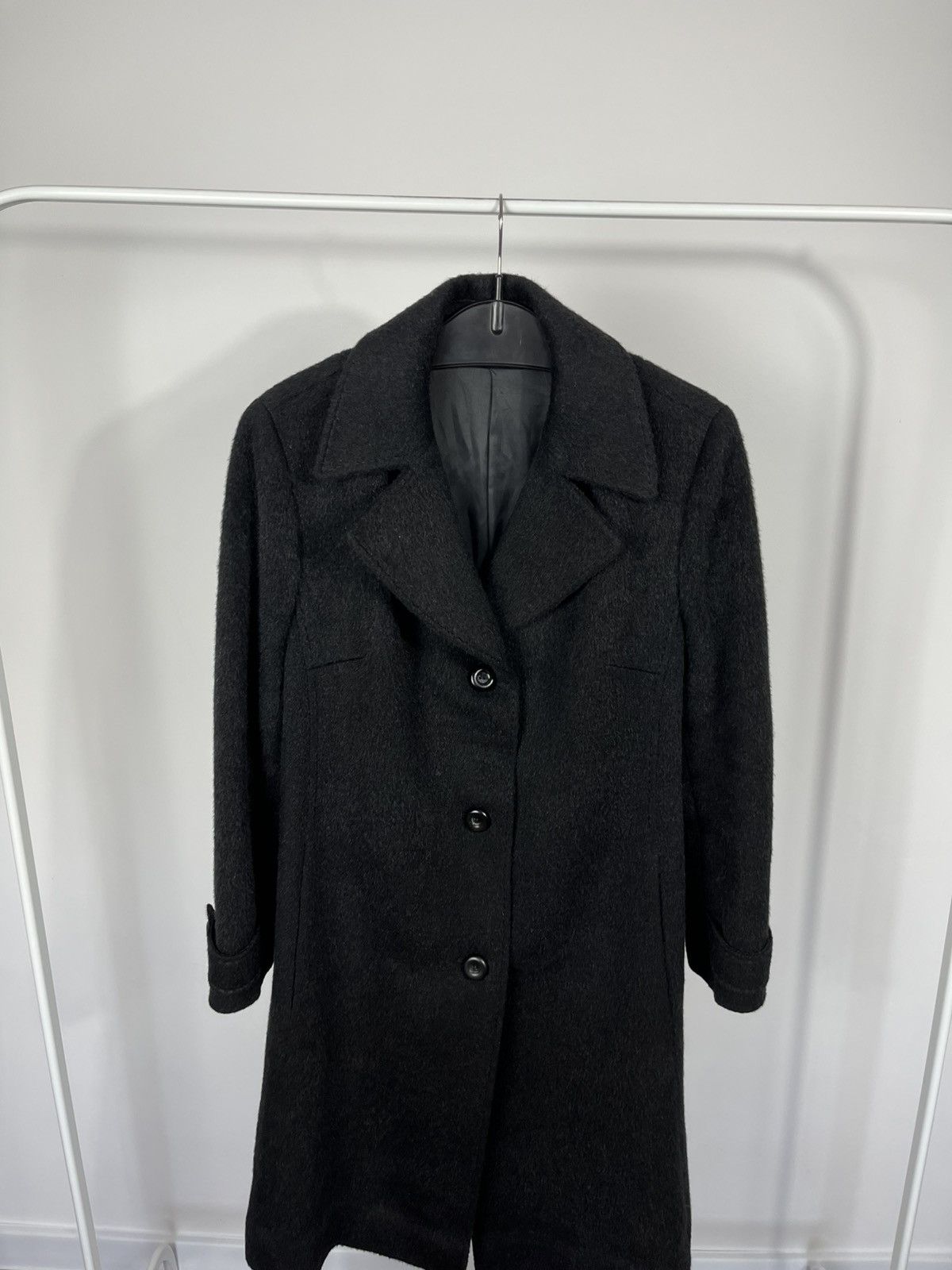 Other Vintage Black Wool Mohair Coat Women Button Mid Length Size M / US 6-8 / IT 42-44 - 2 Thumbnail